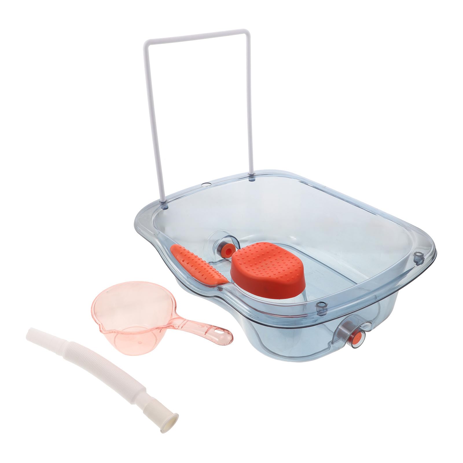 Veemoon Lavatesta portatile con portasciugamani | Stazione per il lavaggio dei capelli a casa con tubo di scarico e mestolo in plastica per anziani allettati, ideale per