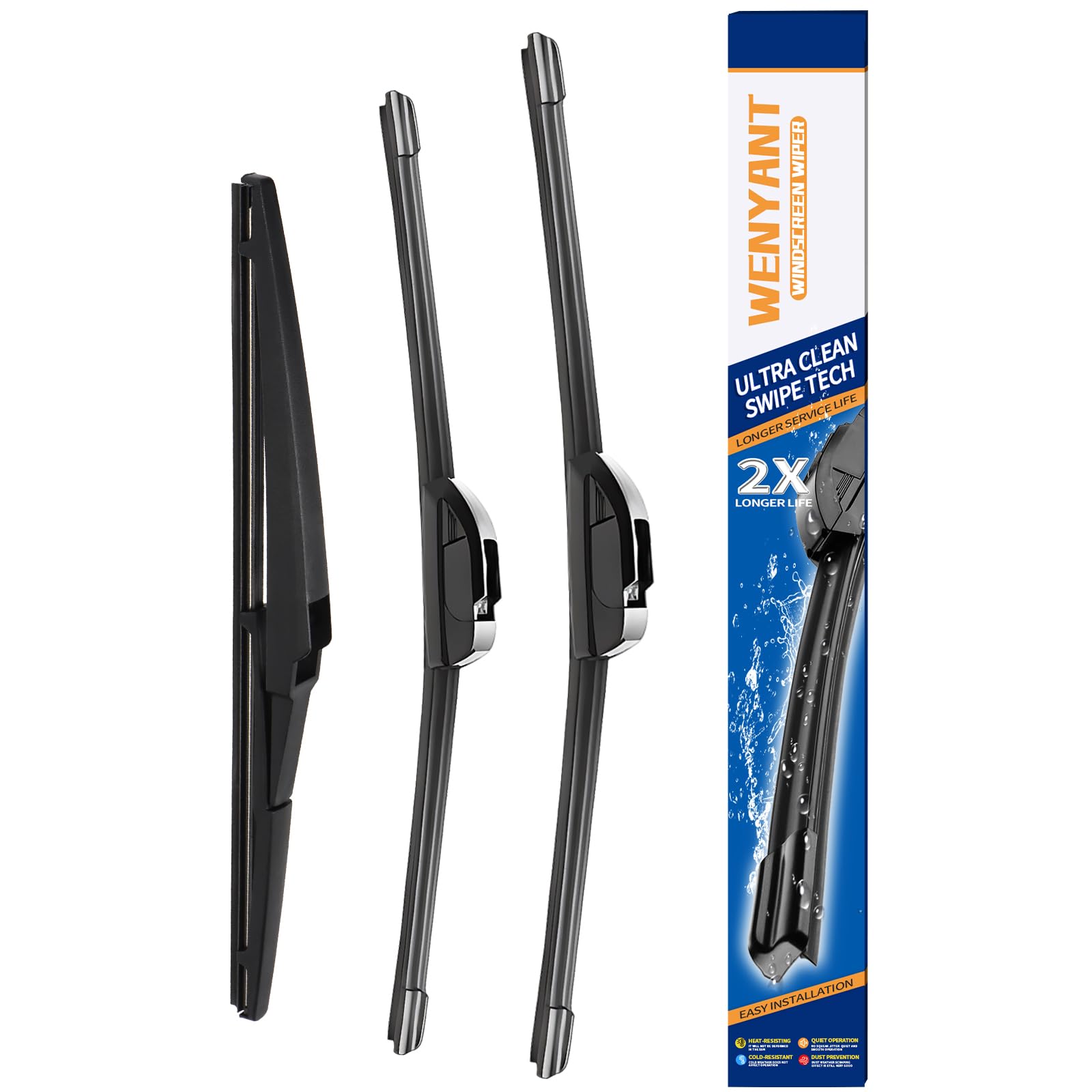 24"/17"/12" Windshield Wipers Compatible with Toyota RAV4 2006 2007 2008 2009 2010 2011 2012 Front and Rear Wiper Blades for My Car Automotive Replacement (Set of 3)