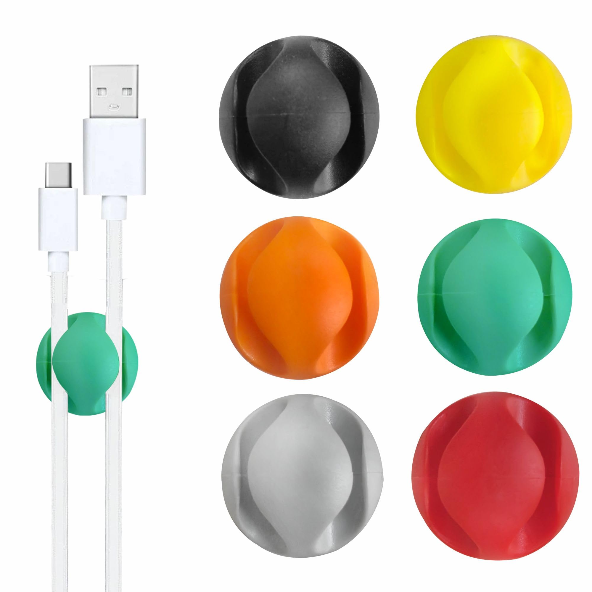 MX Cable Management Clips Set | Adhesive Desk Wire Organizer | Multicolor Cord Holders for Home & Office | 6-Pack Desktop Cable Control Clips with 3-Hole Design-picture-23