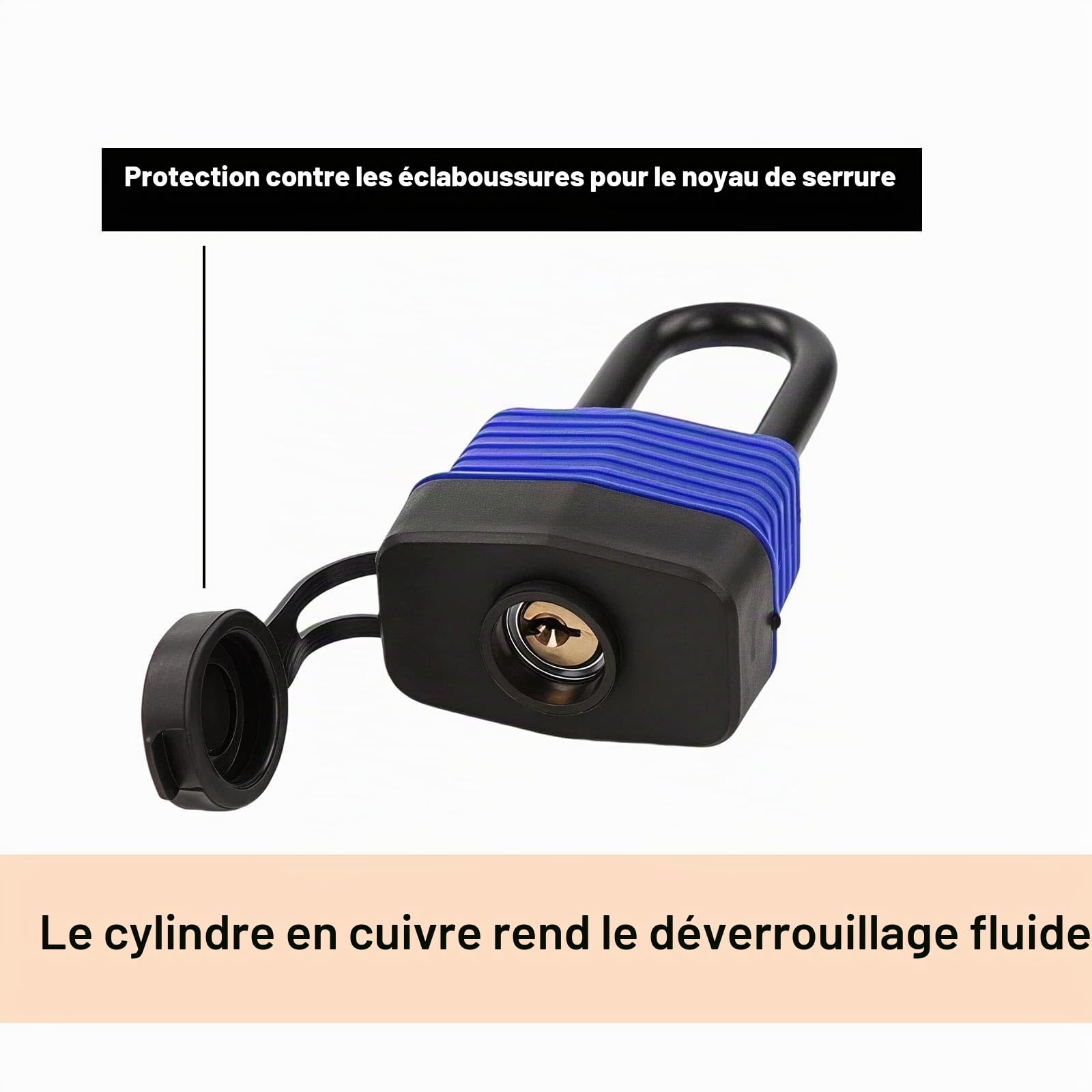 SEPOX® Cadenas d'extérieur 40MM résistant aux intempéries même clé, corps de serrure en acier robuste avec couverture bleue étanche, tige longue, 6 serrures avec 12 clés identiques