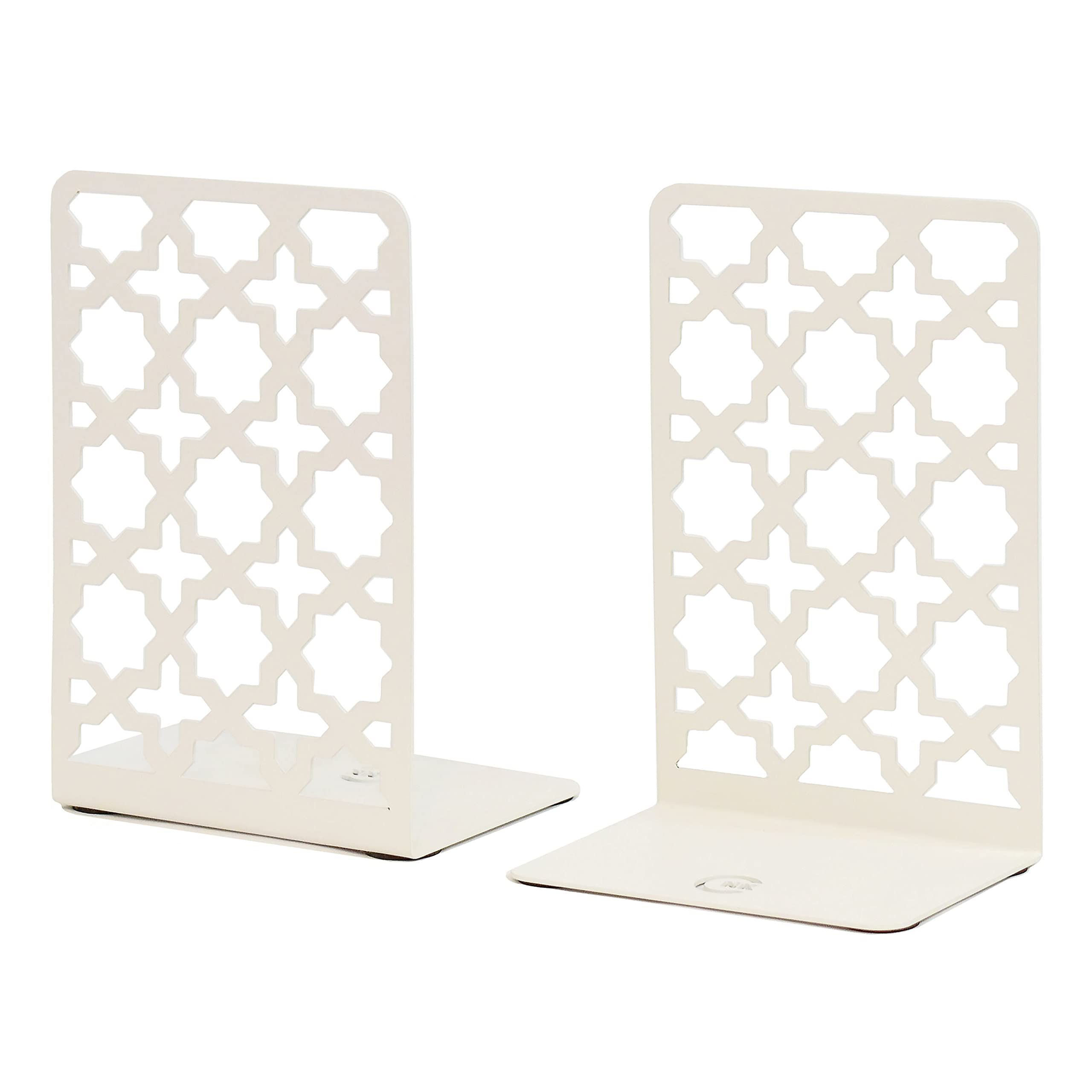 CNKBookends , Premium Book Ends for Book Shelves, Metal Book Ends for Home Office Heavy Books, Book Shelf Holder, Home Decorative, Book Stoppers, Book Holder, Set of 2 White Bookends…