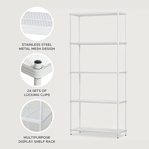 Miniatura 4 de Design Ideas MeshWorks Estantería de almacenamiento de metal de 5 niveles de tamaño completo, para cocina, oficina y garaje, 31.1 x 13 x 70.9