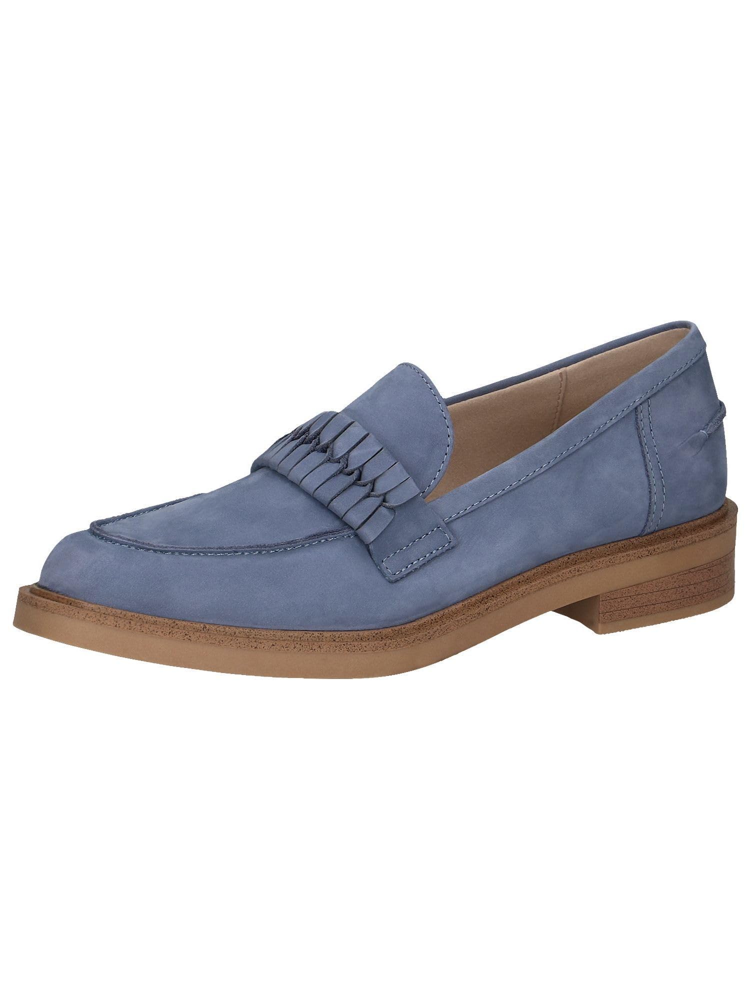 CAPRICE Women's Leather Loafers with Block Heel, Blue (Jeans Nubuc), 6.5 UK