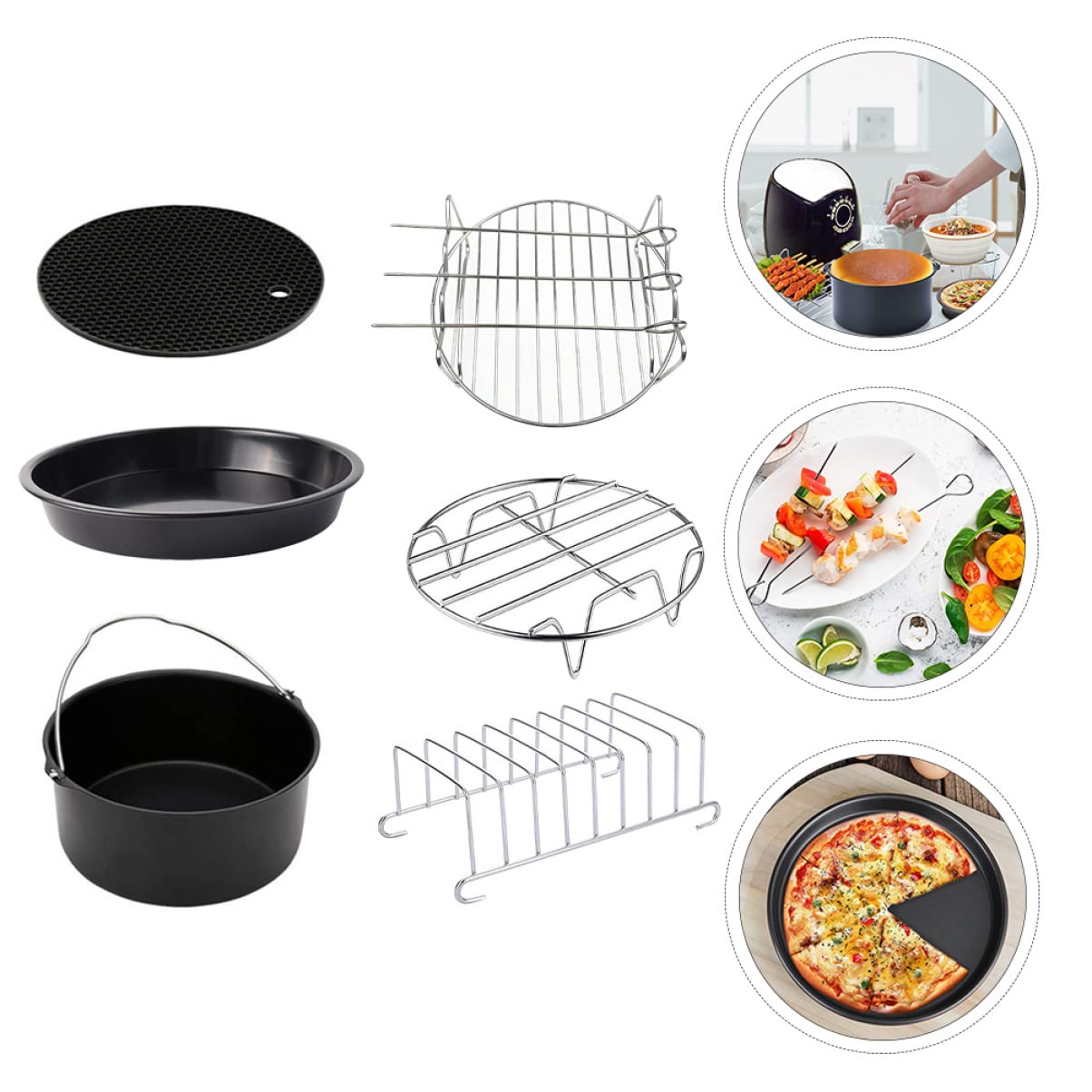 PRETYZOOM Set Di Pentole E Padelle Per Friggitrice Ad Aria Da 6 Pezzi Accessori Da Cucina Teglia Antiaderente Per Padella Per Friggitrice Ad Aria