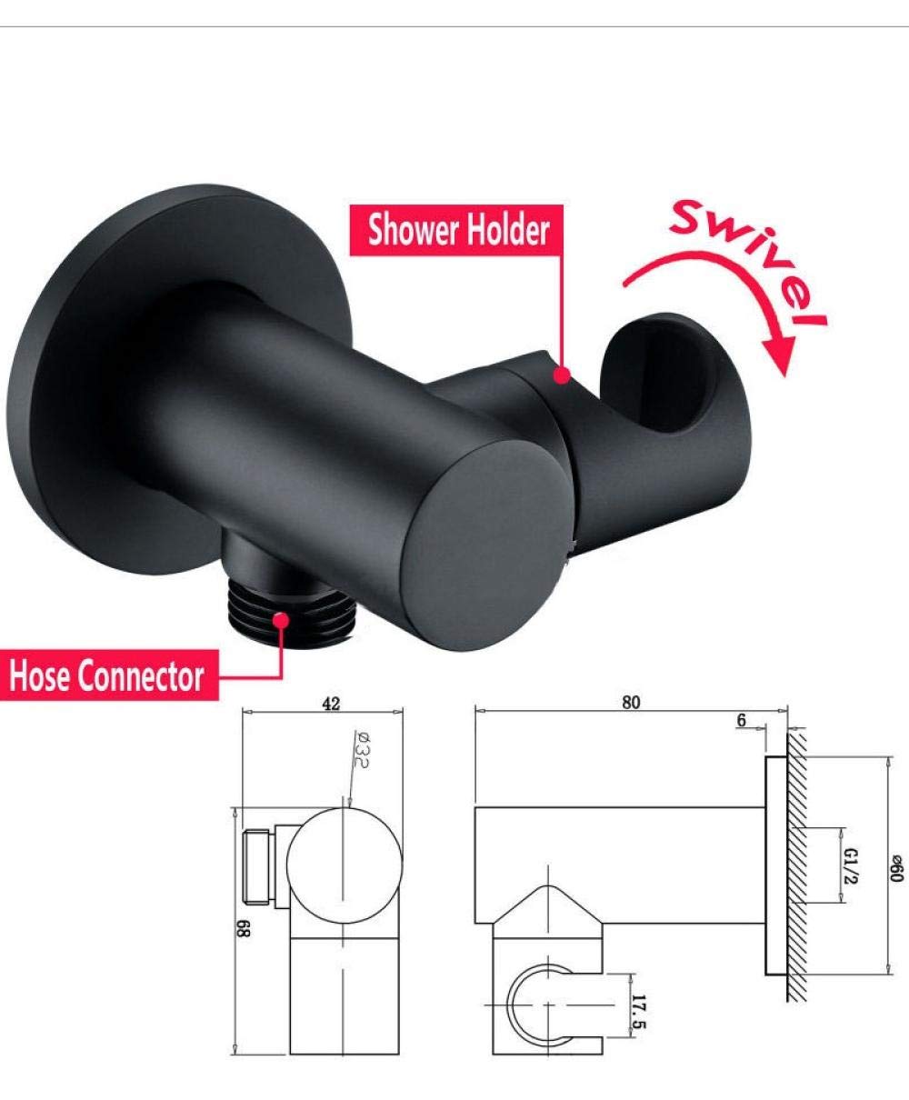 Huin Termostato a incasso con valvola in ottone massiccio con kit di controllo del volume a due vie Doccia a pioggia termostatica nero opaco Alba