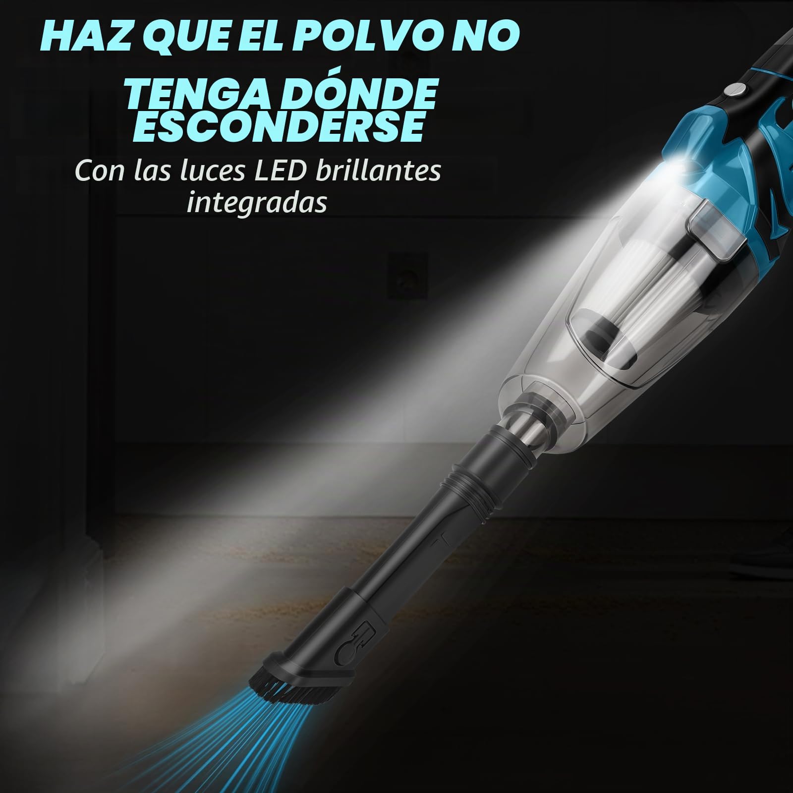 Roadtime Aspirador de Mano a batería 10000 Pa para Makita 18V (sin batería) | Aspirador Portátil, 4 Boquillas, Depósito 0,75L, para Suelos de Madera, Alfombras, Pelo de Mascota, Coche