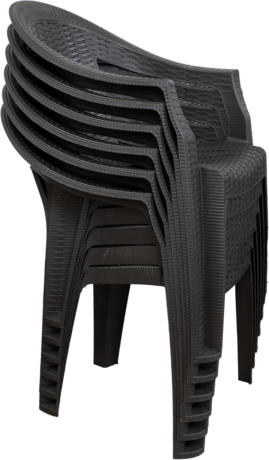 Rattan Sintetico Set Tavolo e Sedie da Giardino 6 Sedie con Braccioli Tavolo 150x90 cm Marrone Wengè