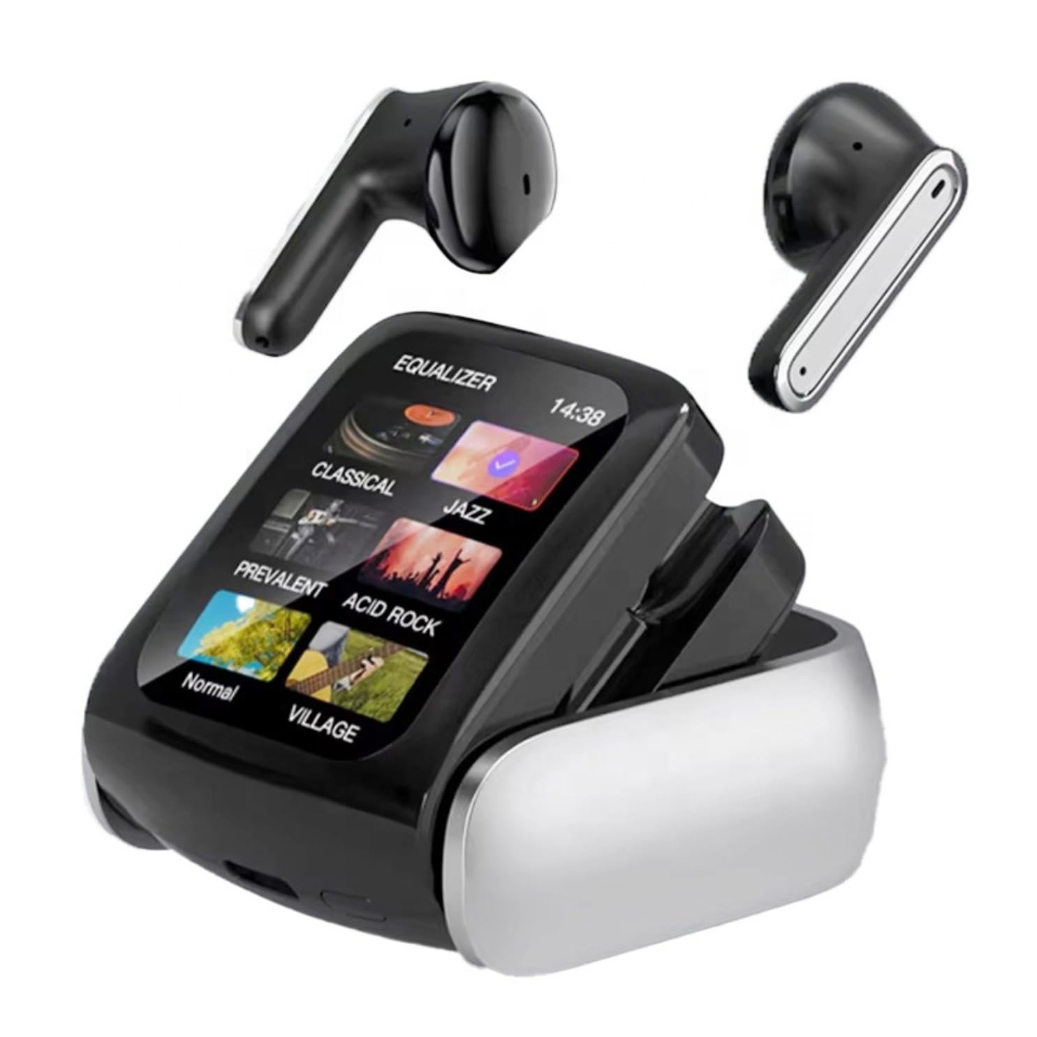 HY Touch TWS Earbuds Bluetooth Wireless v5.4, 16+ Multifunctional 2" LCD Touch Screen Case, Semi in Ear Earbuds Design, ANC/ENC, 10H/80H Playtime, IPX5 Earphone (Black) | TouchPods Max 3 (B0DFRLJR6V) Amazon Price History, Amazon Price Tracker