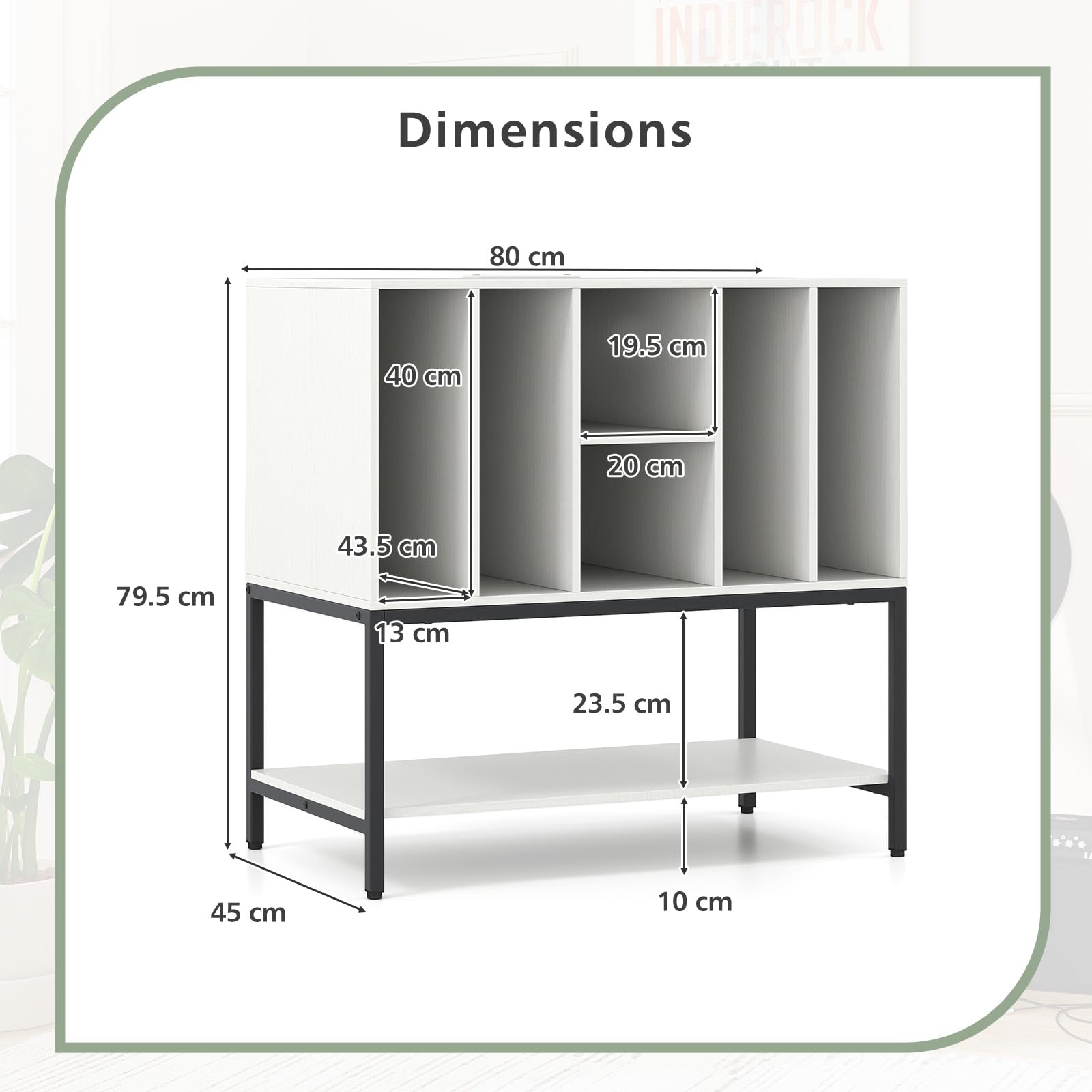 RELAX4LIFE Giradischi Vinili Stand Tavolino con Stazione di Ricarica, Espositore in Legno per Dischi 150, Scaffale Inferiore, Supporto per Giradischi, Ideale per Soggiorno e Sala Musica (Bianco)