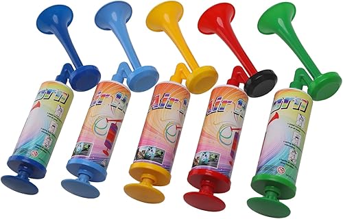 Miniatura 8 de BANHAO - Bocina de mano, bocina de aire de fútbol, bomba de empuje de mano para niños, fiesta ruidosa, fanáticos, trompeta de bocina de 2 piezas