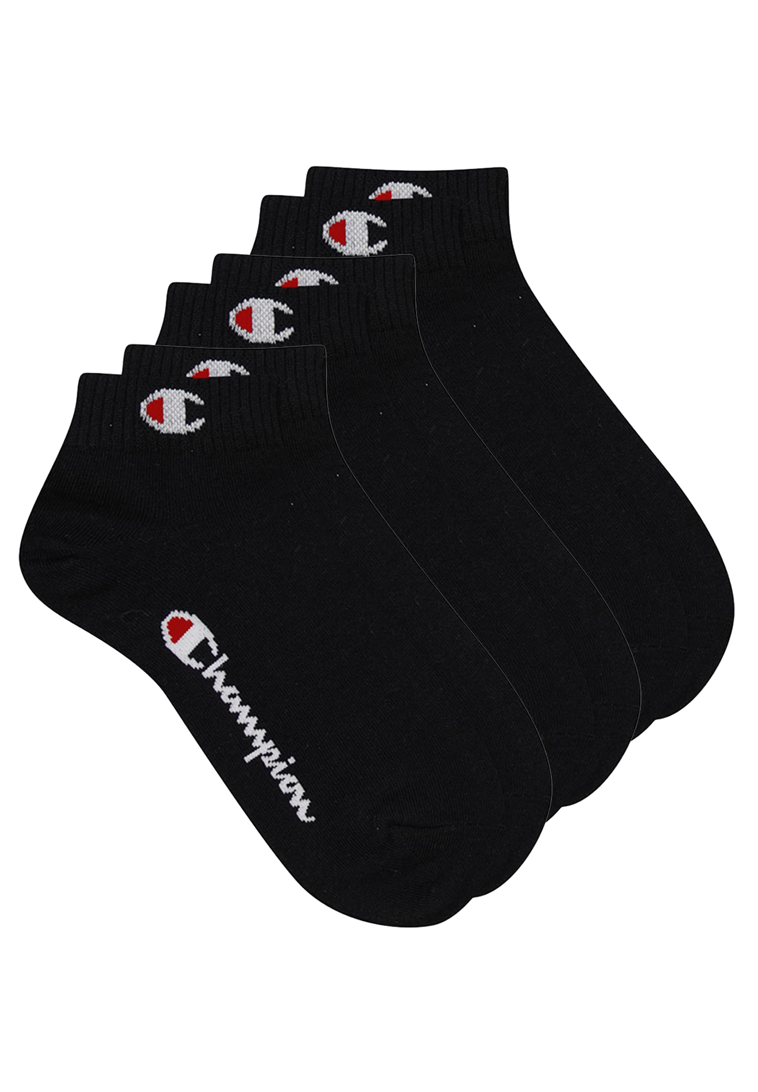Champion Black Accessories Basics 6Pk Quarter Socks, 6 Uk