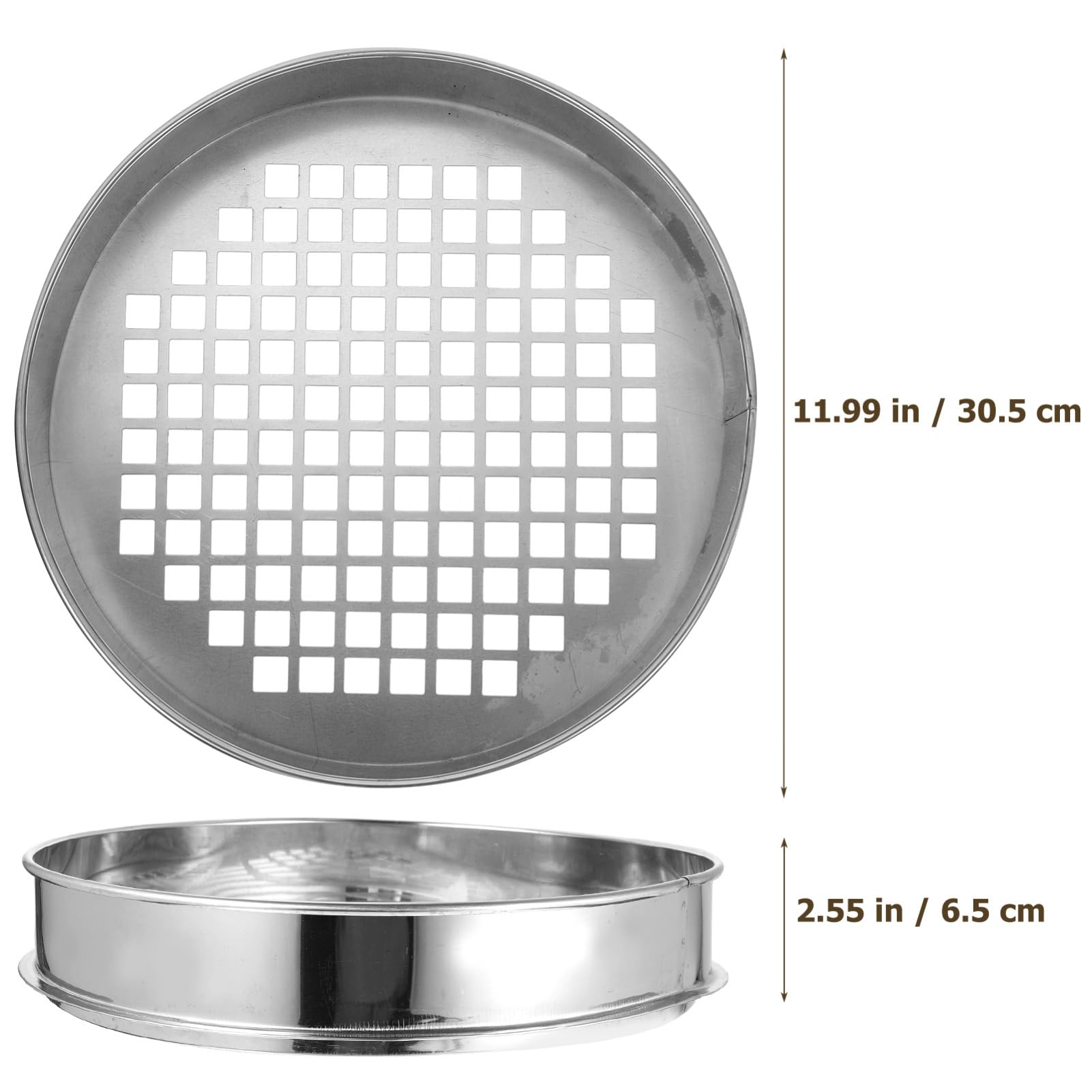 LABRIMP Colador De Acero Inoxidable Para Arándanos 30 Cm Diámetro Malla Redonda 15 Mm Cedazo De Clasificación Casero Para Cocina y Hogar Sencilla y Apilable