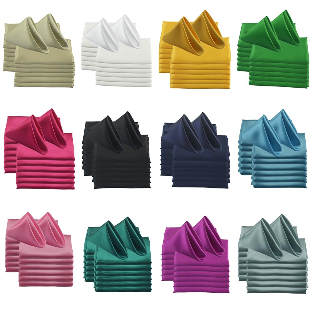 Servilletas de satén para la Mesa, Servilletas De Cena Satén Ester Multicolor 50x50cm 12 Piezas