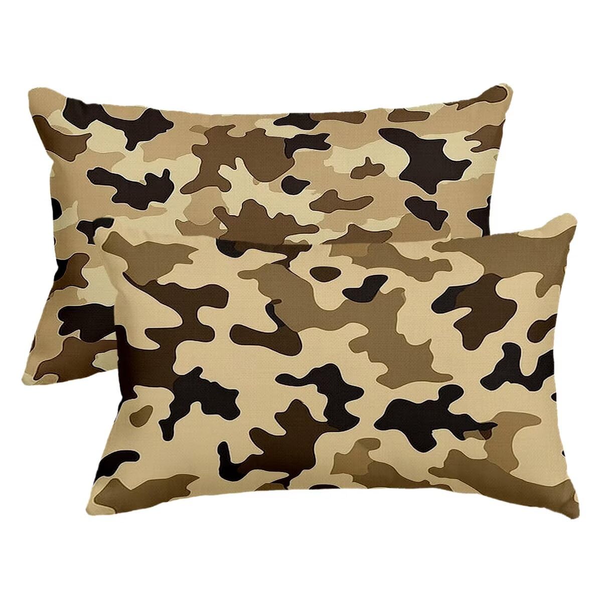 Housse de coussin marron deperlant en lin abstrait 40x80 cm de qualite superieure