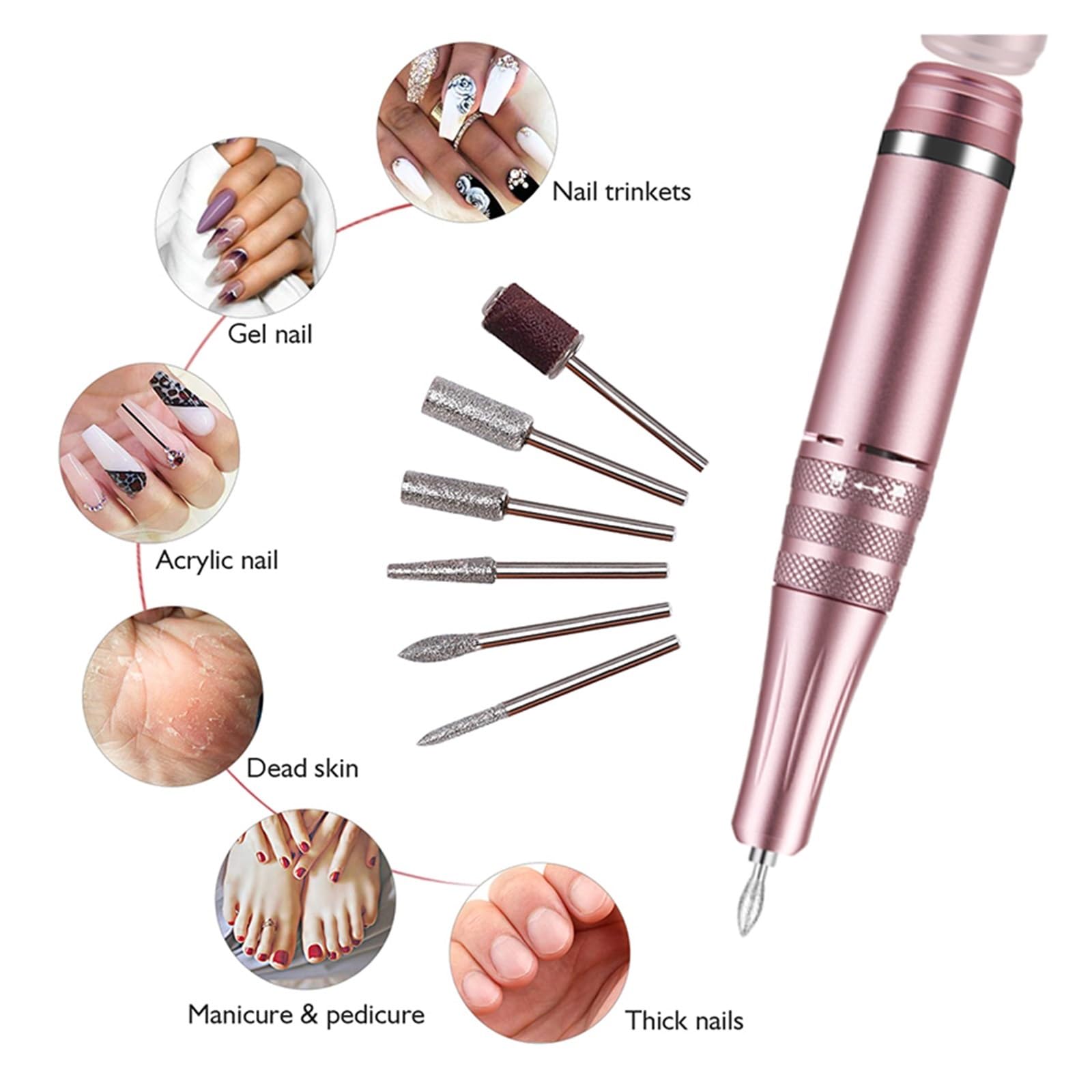 Wiertarka do paznokci, Wiertarka do paznokci 35000 obr./min elektryczna maszyna manicure Pedicure Manicure zestaw wierteł frezów pilnik sprzęt narzędzia do użytku domowego(Black Set)