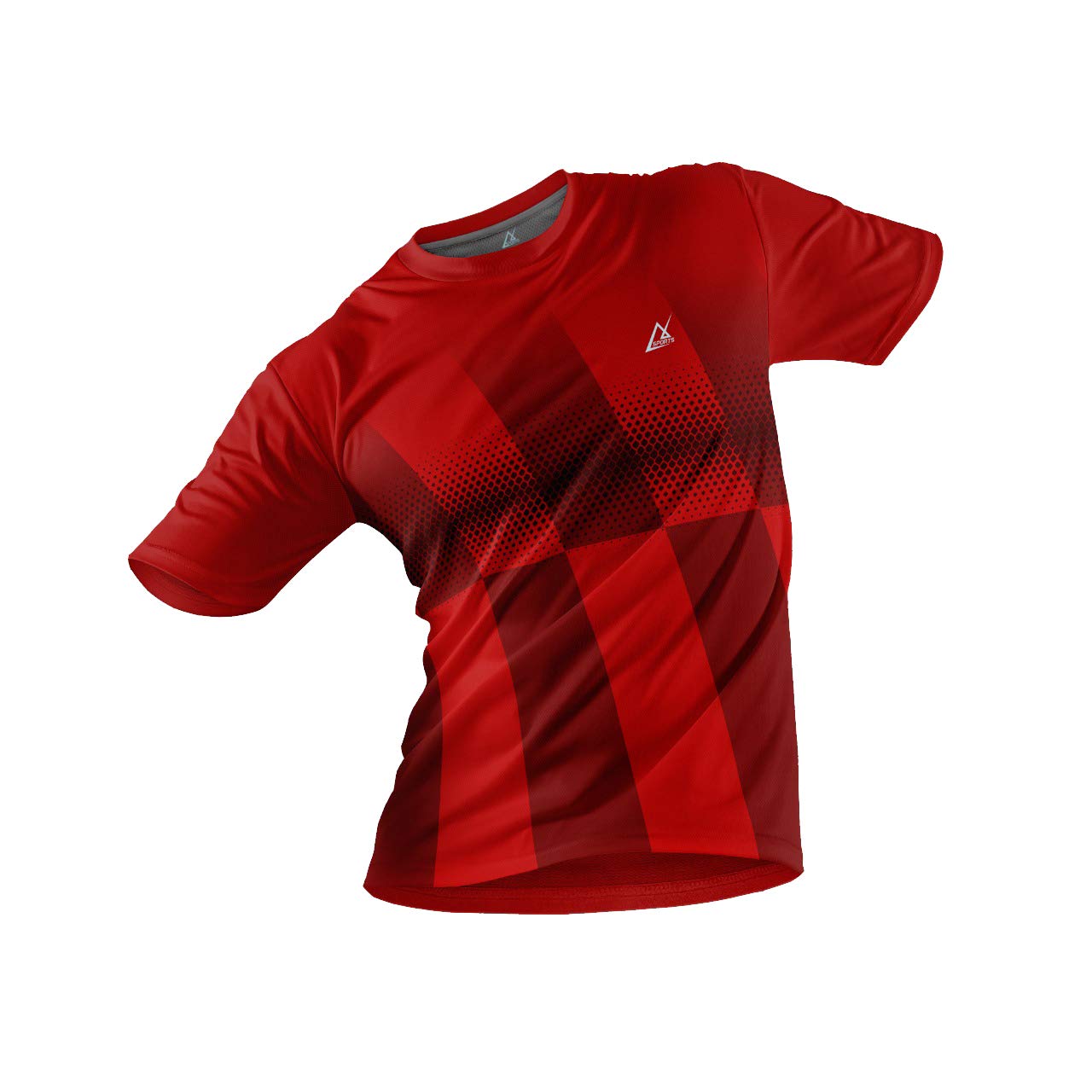 JJ TEES Polyester Half Sleeve Jersey with Round Collar and Digital Print All Over for Men (Color: Red and Maroon Shade)