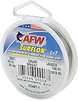 Vista 48 de Alambre de pesca americano Surflon recubierto de nailon 1x7 de acero inoxidable, línea líder de pesca para agua salada, prueba de 10 libras - prueba