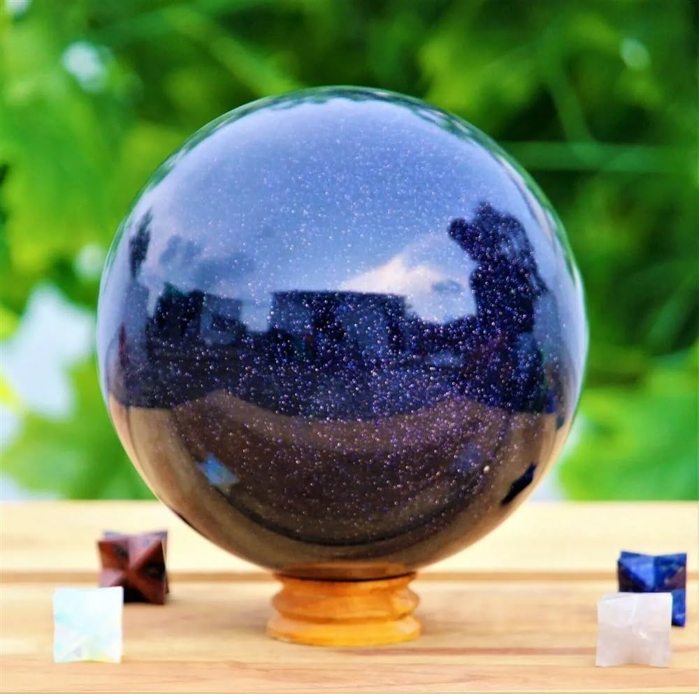 AUOQKQUT Decorative Ornaments Blue Sand Quartz Crystal Ball (Size : 70-80g)