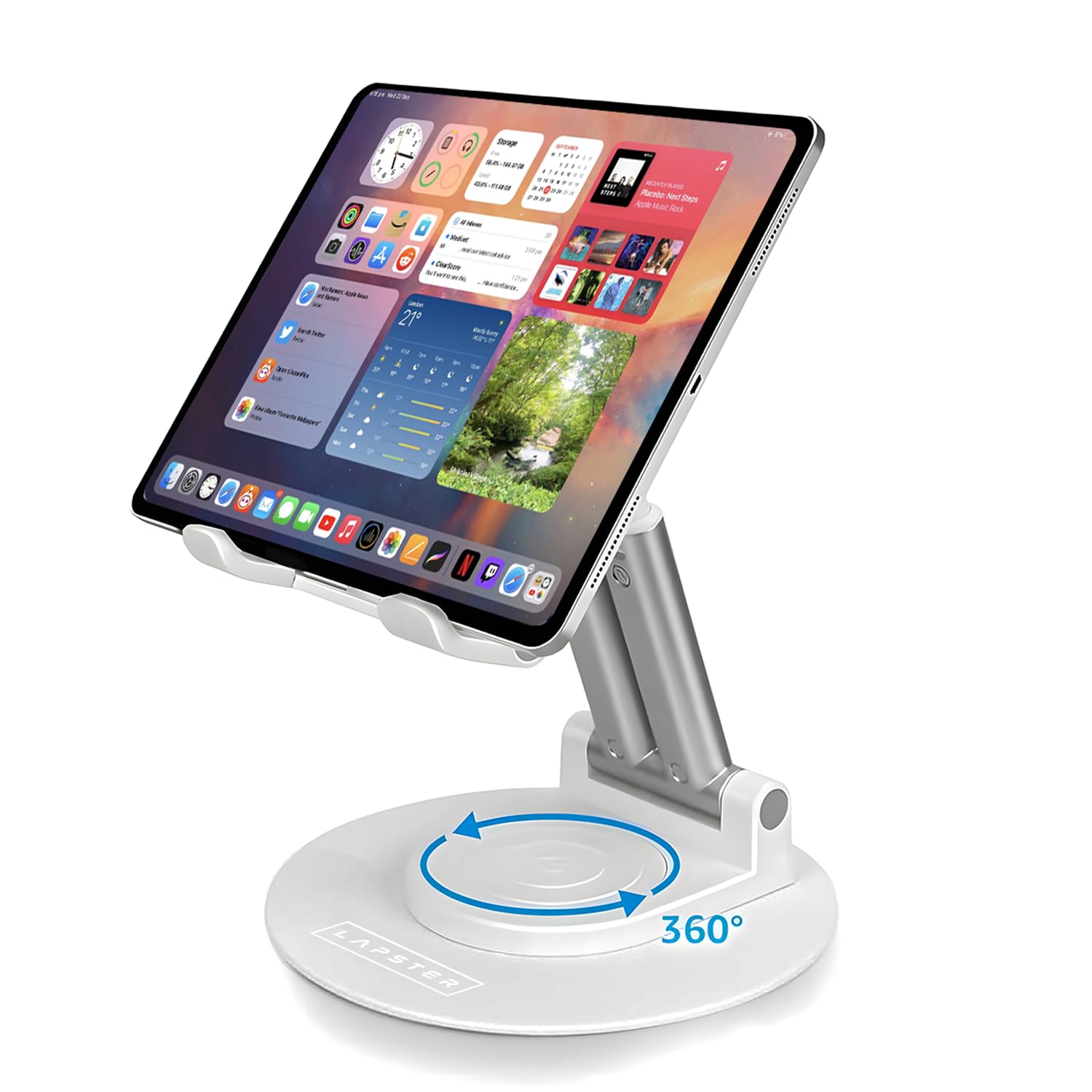 Lapster Holdex Prime Foldable Tablet Stand for Desk | 360° Rotating Adjustable Holder Compatible with iPad, Samsung Galaxy Tab & All Tablets Up to 12.9-Inch.-image-6