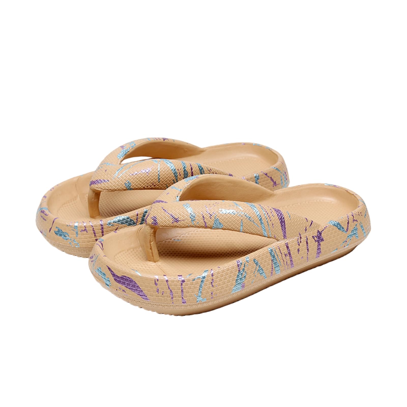 Tongs d'été femmes à motif nuage kaki en taille 38-39