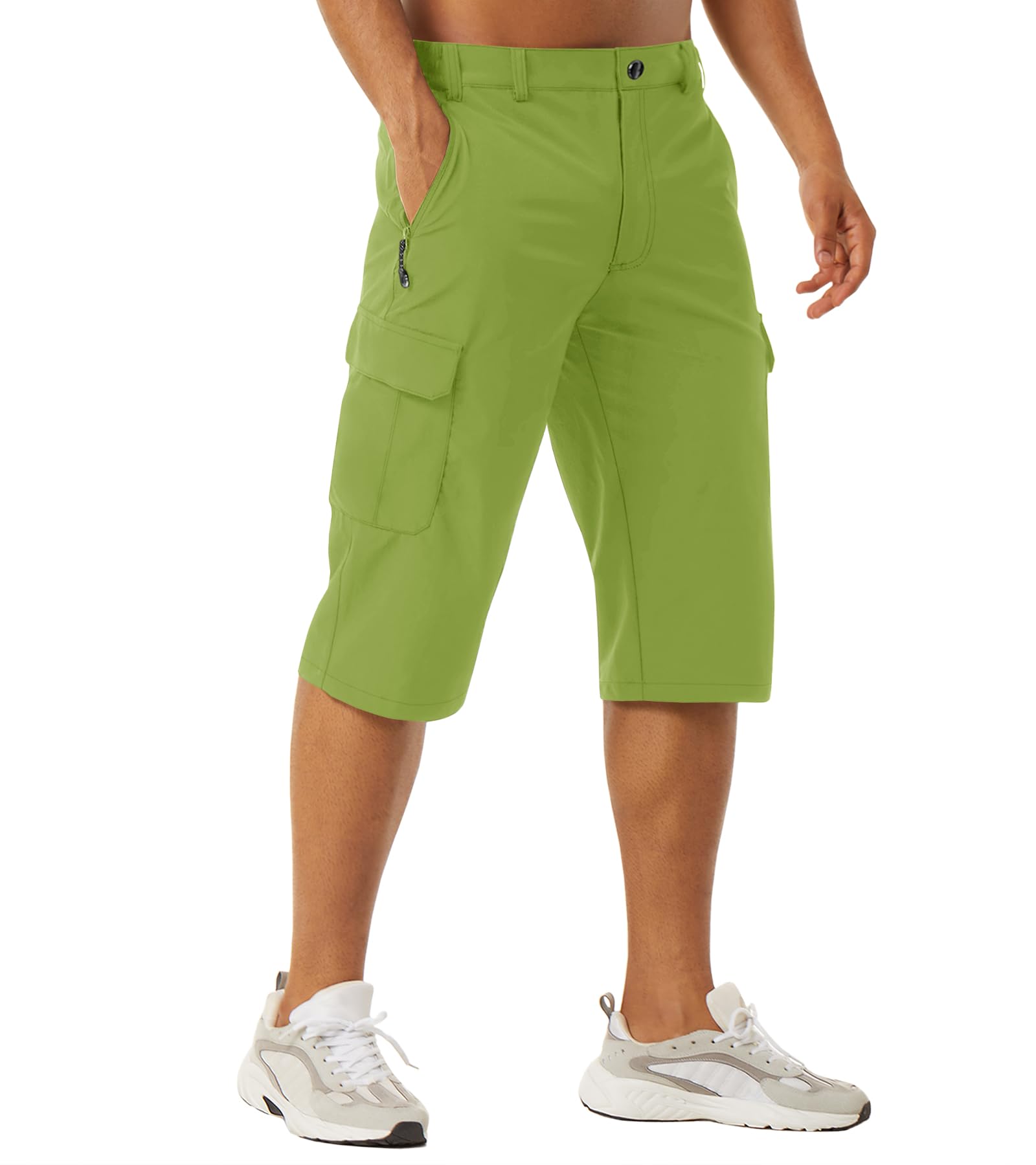 EKLENTSON Men's Workout Shorts Quick Dry Gym Hiking Shorts Zipper Pockets Lightweight Athletic 3/4 Capri Pants for Men