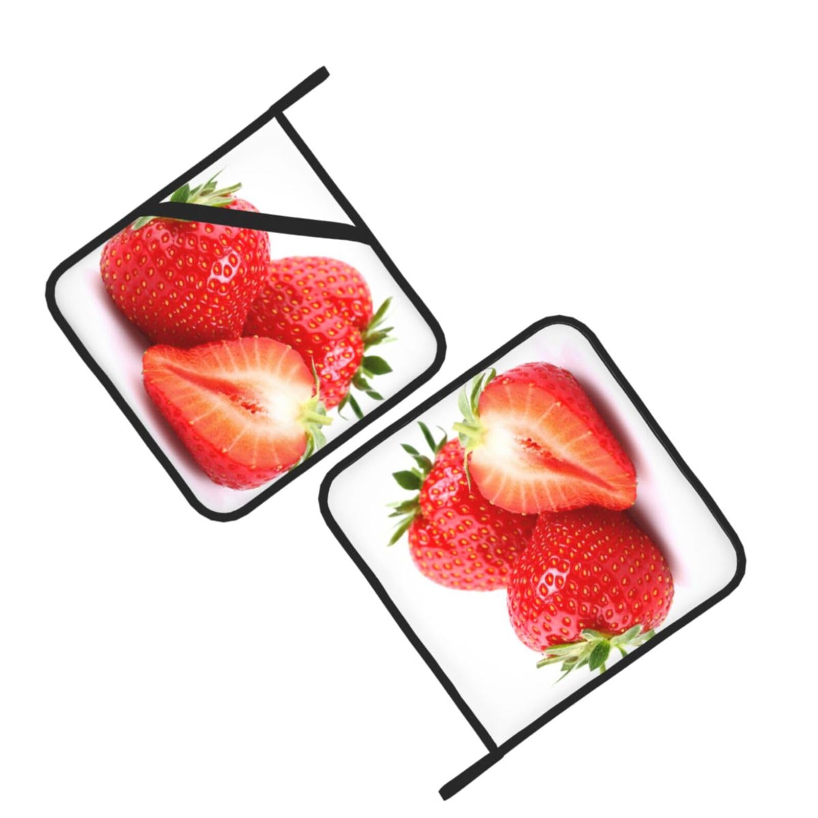 Fresh Strawberry Printed Oven Pot Holders Set of 2 Pcs Heat Resistant Kitchen Microwave Potholders for Cooking Baking Grilling