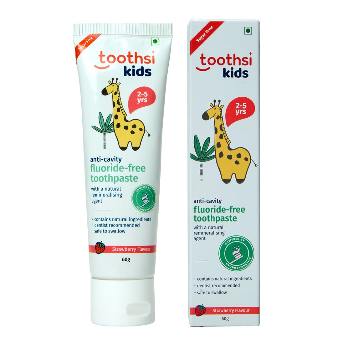 Toothsi Fluoride Free Toothpaste | Kids Tooth Paste for Ages 2-5 | Anti Cavity | Kids Paste | Natural Ingredients | Strawberry Flavour | 60g-image-49