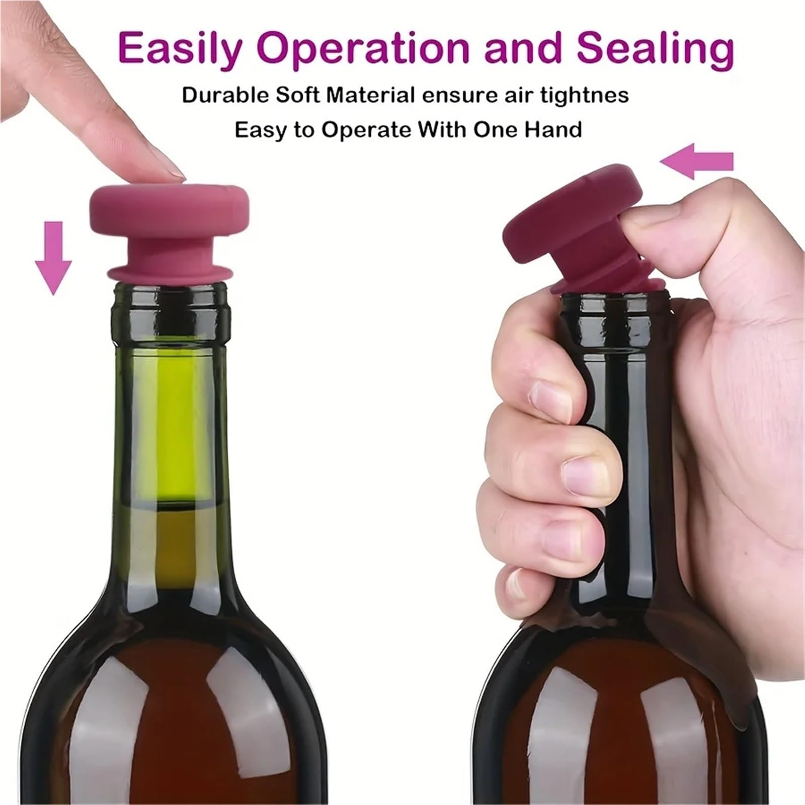 Bouchons à vin 40 pièces en caoutchouc bouteille de joint bouchon huile nouvelle forme filetée Silicone plusieurs couleurs for garder le Champagne frais