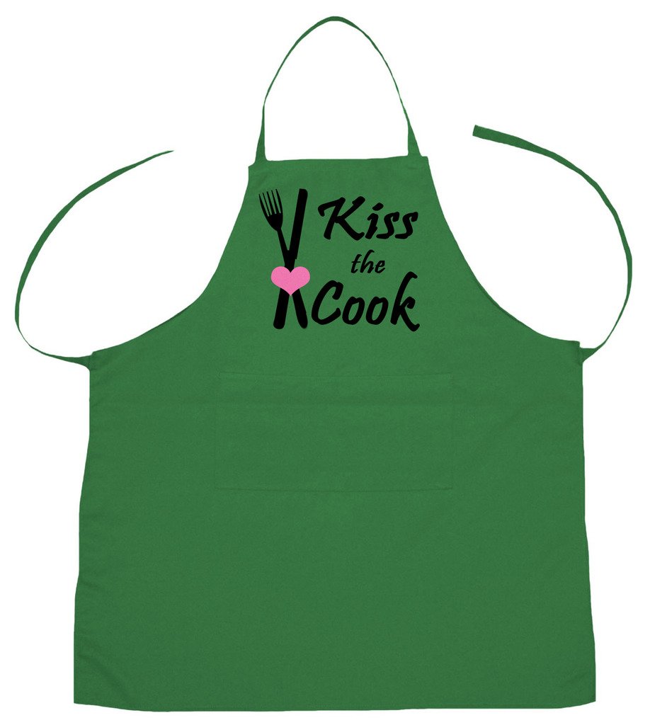 Petitebelle Unisex Green Kiss The Cook Adult Apron (Green)