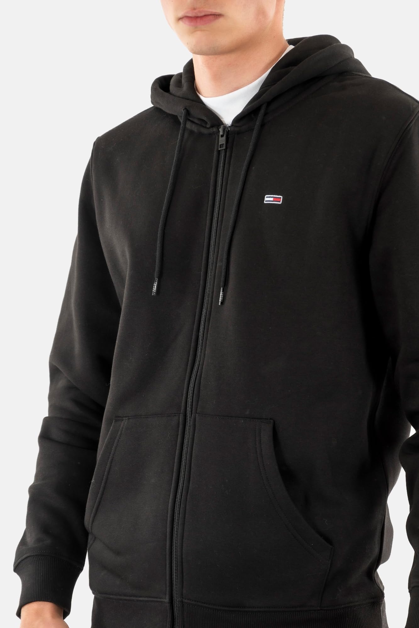 Tommy Jeans Uomo Felpa con Zip Flag Zip Thru con Cappuccio