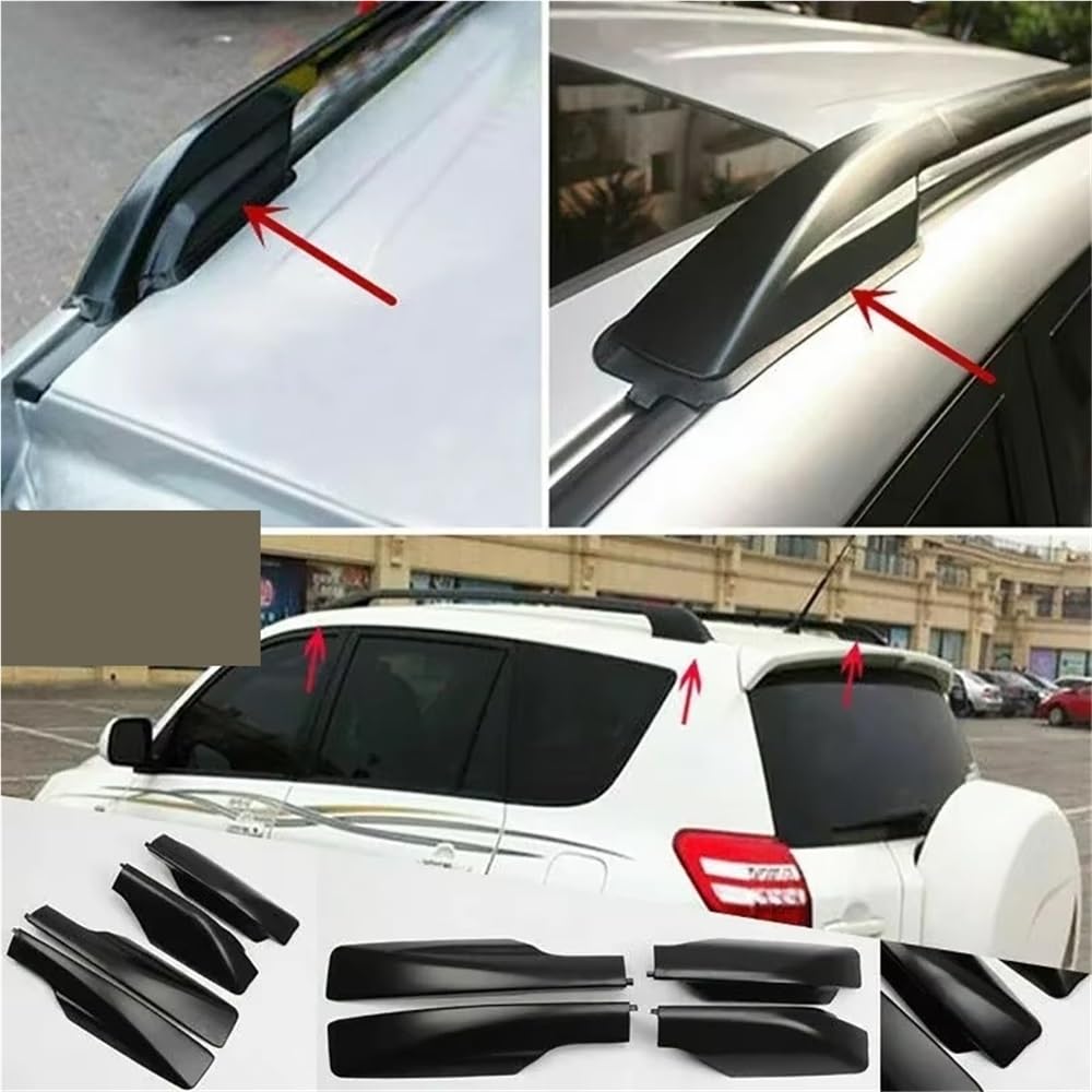 4 Pièces Argent Noir Voiture Barres De Toit Rails Embout Protection Coque Couverture pour Toyota pour RAV4 XA30 2006-2012 Support de Toit pour Voiture(Black)