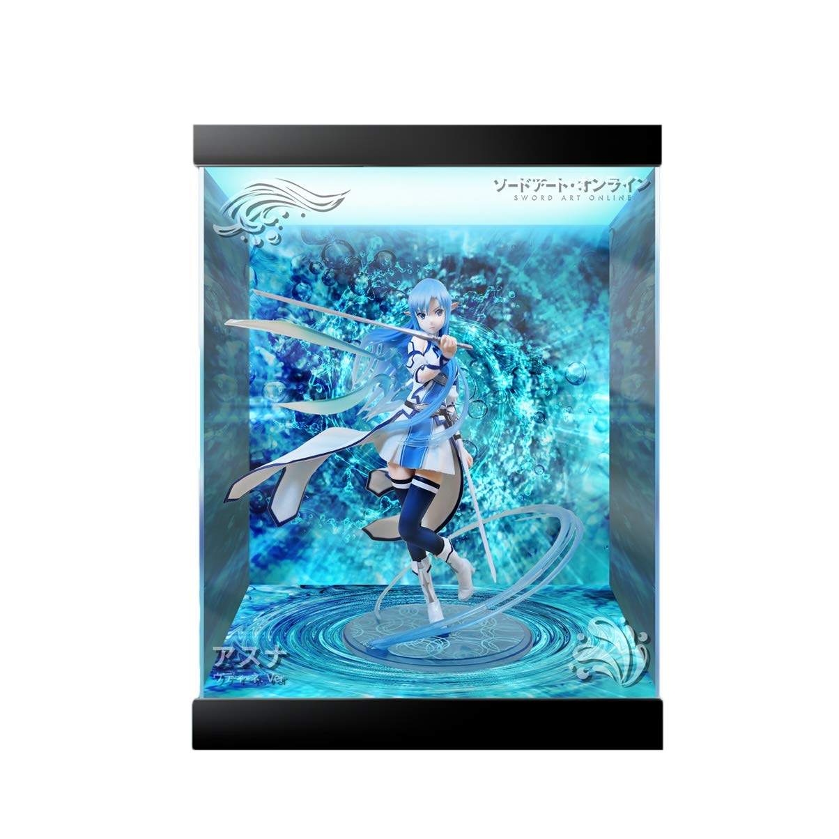 EMONTOYS Sword Art Online: Serial Controversy Asuna Water Elves Display Box Model Storage Acrylic LED Light HD Background Inkjet Display Box Handmade GK Dust Cover (Color : Up and down light)