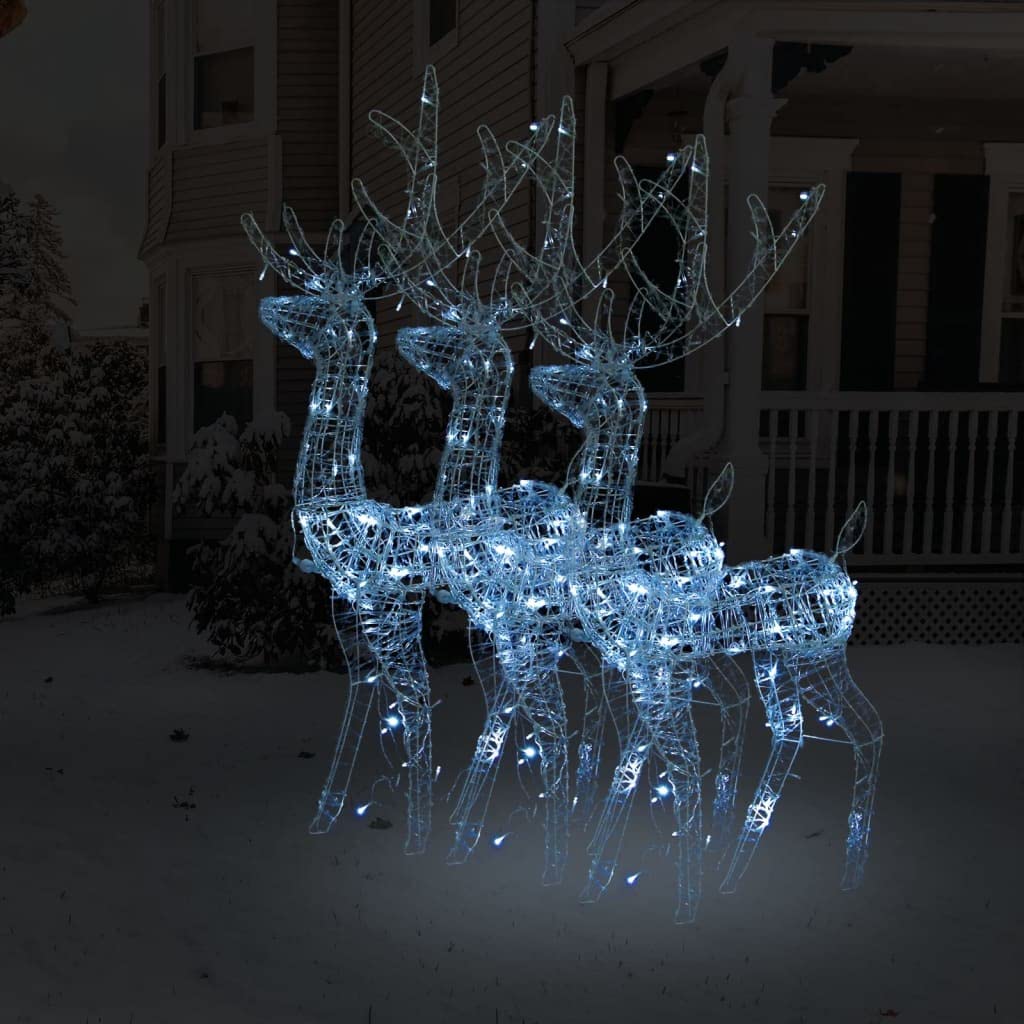 Dekorationen für Feiertage Haus Dekoration Rentierform kaltweiß 70 x 41 x 120 cm 3 Stück Acryl 140 LED Energiesparende Rentiere für Innen dekoriert Garten Weihnachtsbeleuchtung