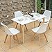 Giantex 5 Pieces Dining Table Set w/ 4 Chairs Home Dining Room Kitchen Waiting Room Modern Rectangular Table Mid-Century Dining Chairs with Padded Seat Wood Legs White