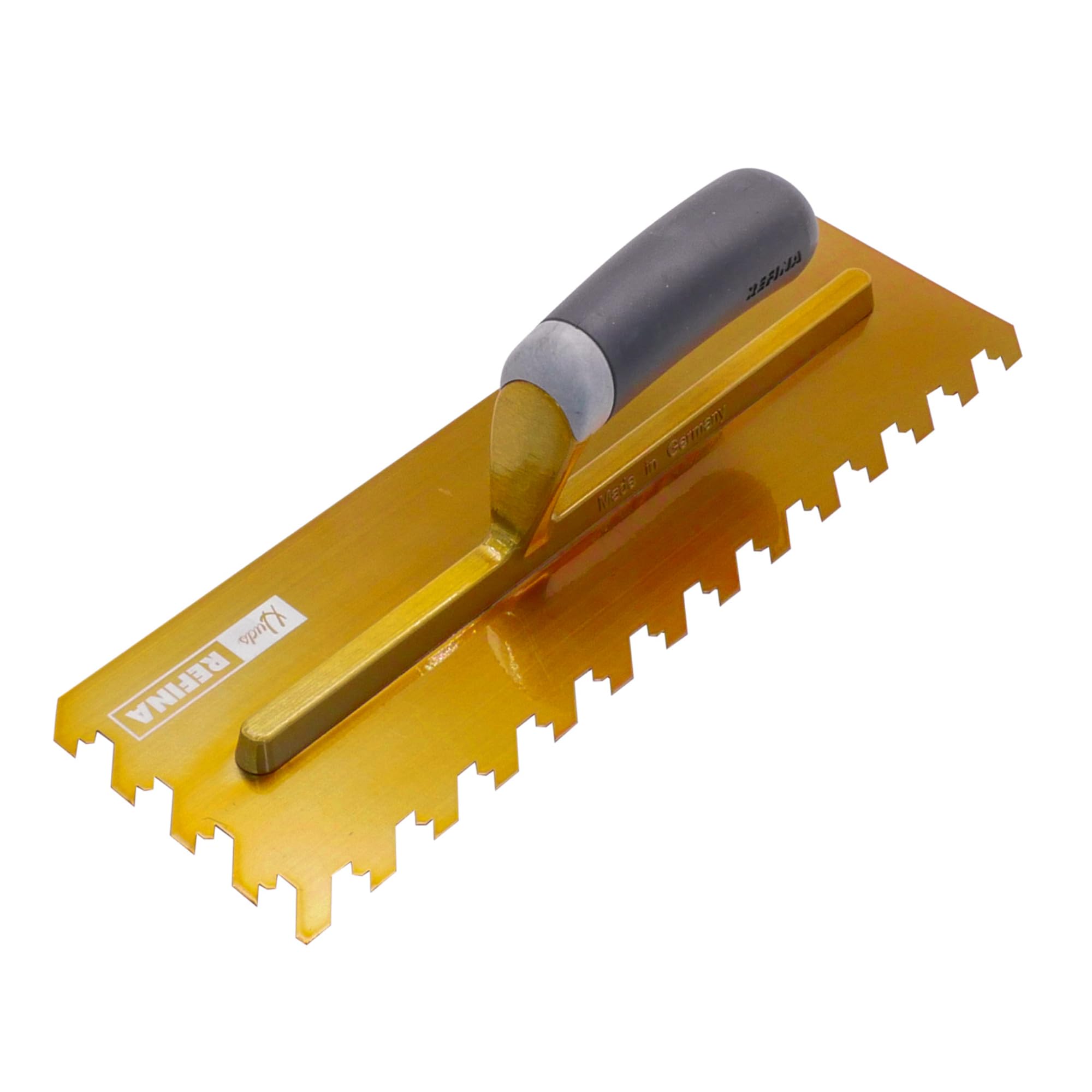 Refina NotchTile Gold Adhesive Spreading Notched Tiling Trowel Left Handed 14" (355mm) with 12mm Notches - 2023612L