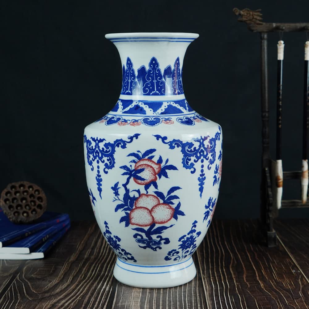 asdchZen Blue And White Vase, Blue Vase, Chinoiserie Vase, Blue And White For Home Decor, Blue And White Porcelain Decor Home Décor Centerpiece,D