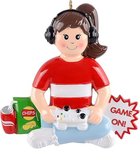 Adorno personalizado para árbol de Navidad para niña, adorno de jugador de video, controlador de mano, decoración de árbol de Navidad, regalos