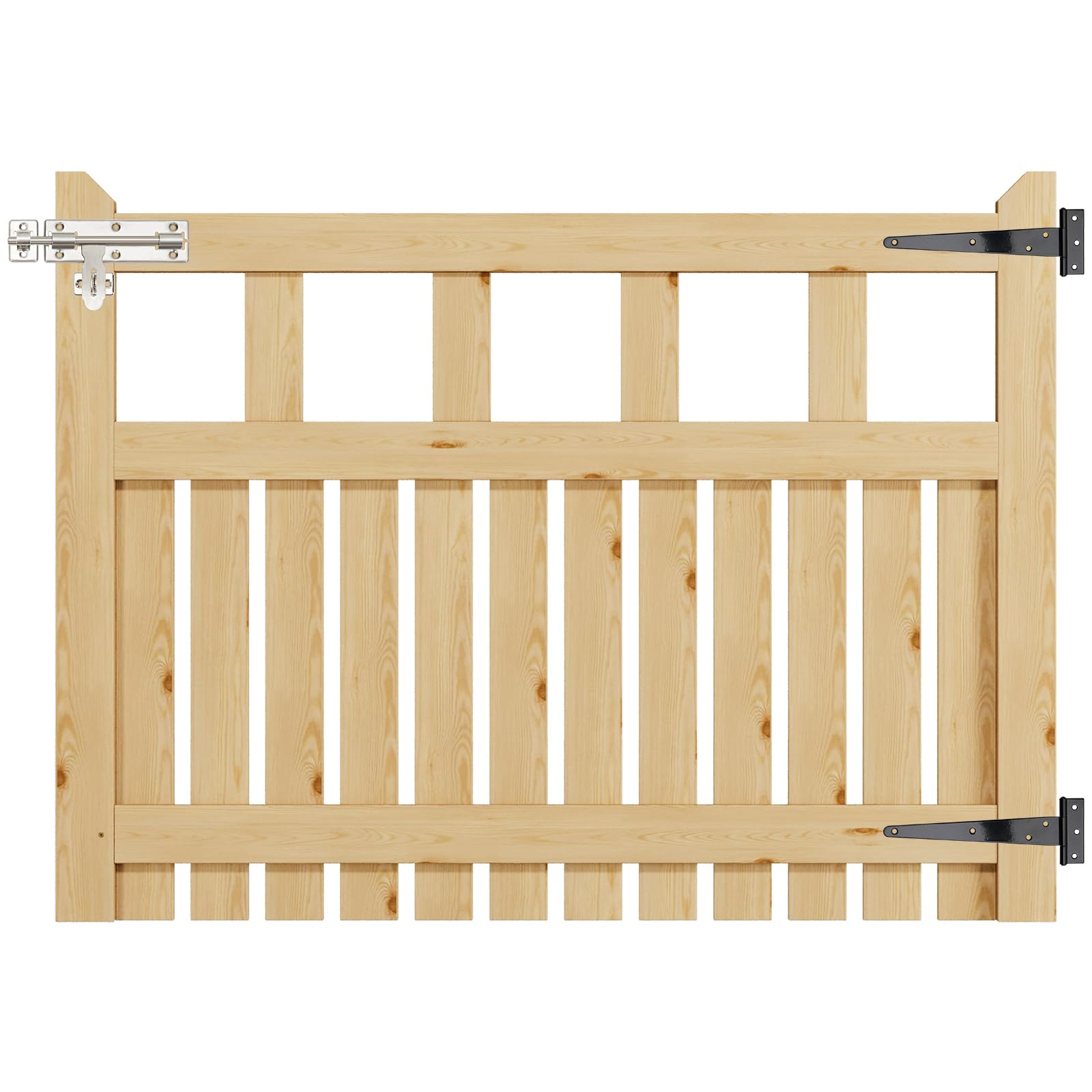 INMOZATA Garden Gate Wooden Pedestrian Gate with Gate Lock and Hinge, 4ft Wide x 3ft High (120cm Wide*90cm High)