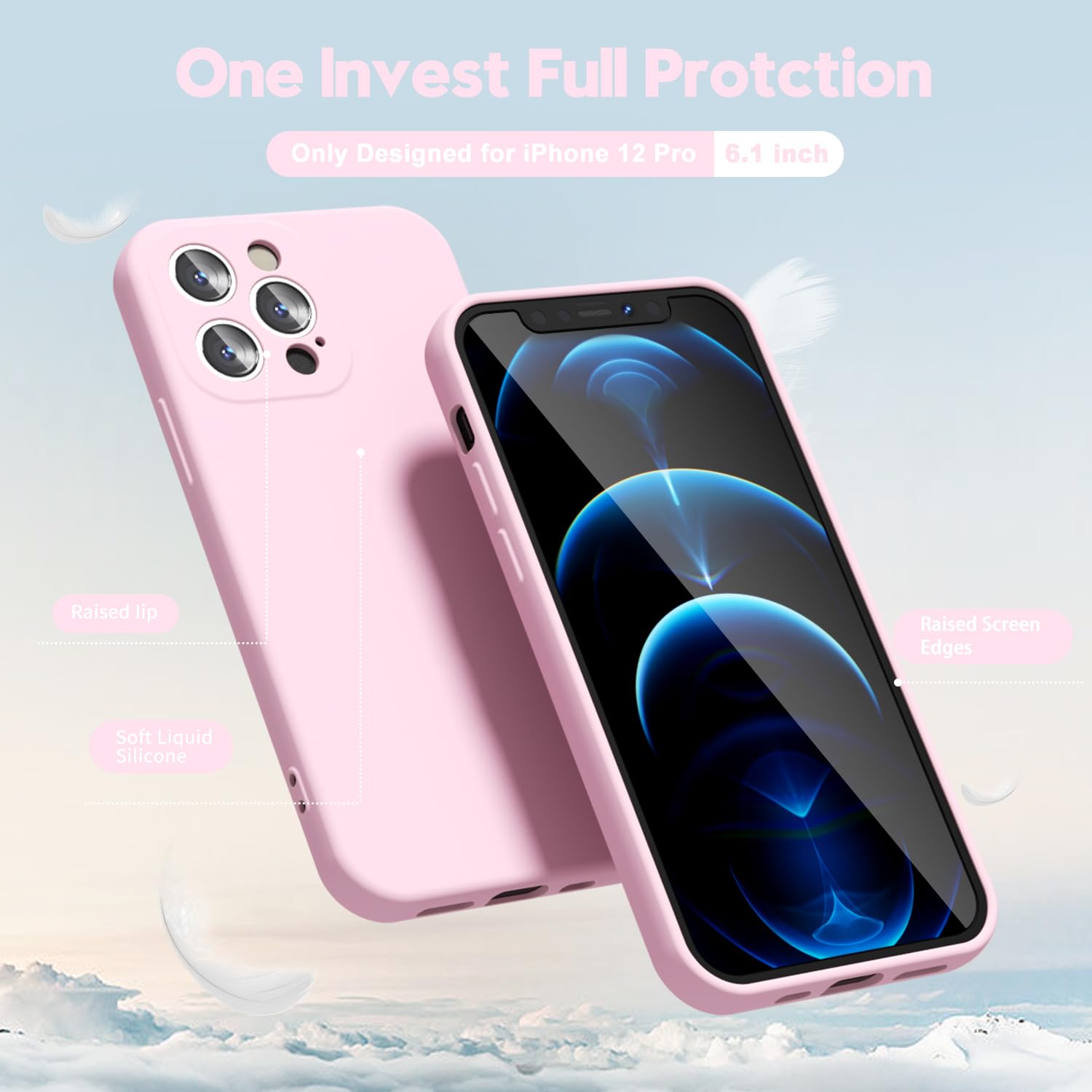 oakxco for iPhone 16 Pro Max Case Liquid Silicone, Soft Rubber Gel Elegant Aesthetic Basic Simple Cover, Cute Thin Slim TPU Matte Solid Color Plain Smooth Case for Women Girl, Light Pink — view 959