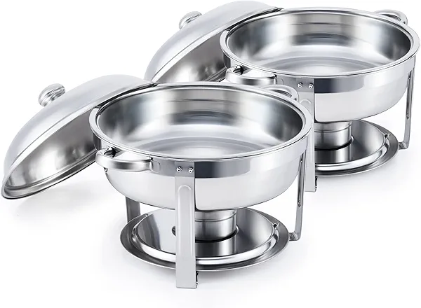 WILPREP 2pc Chafing Dish Buffet Set, Chafing Dishes for Buffet with 4 Full Size Food Pans, Chafing Dish Set with Foldable Frame, Food Grade Stainless Steel Food Warmers for Parties Buffets Banquets