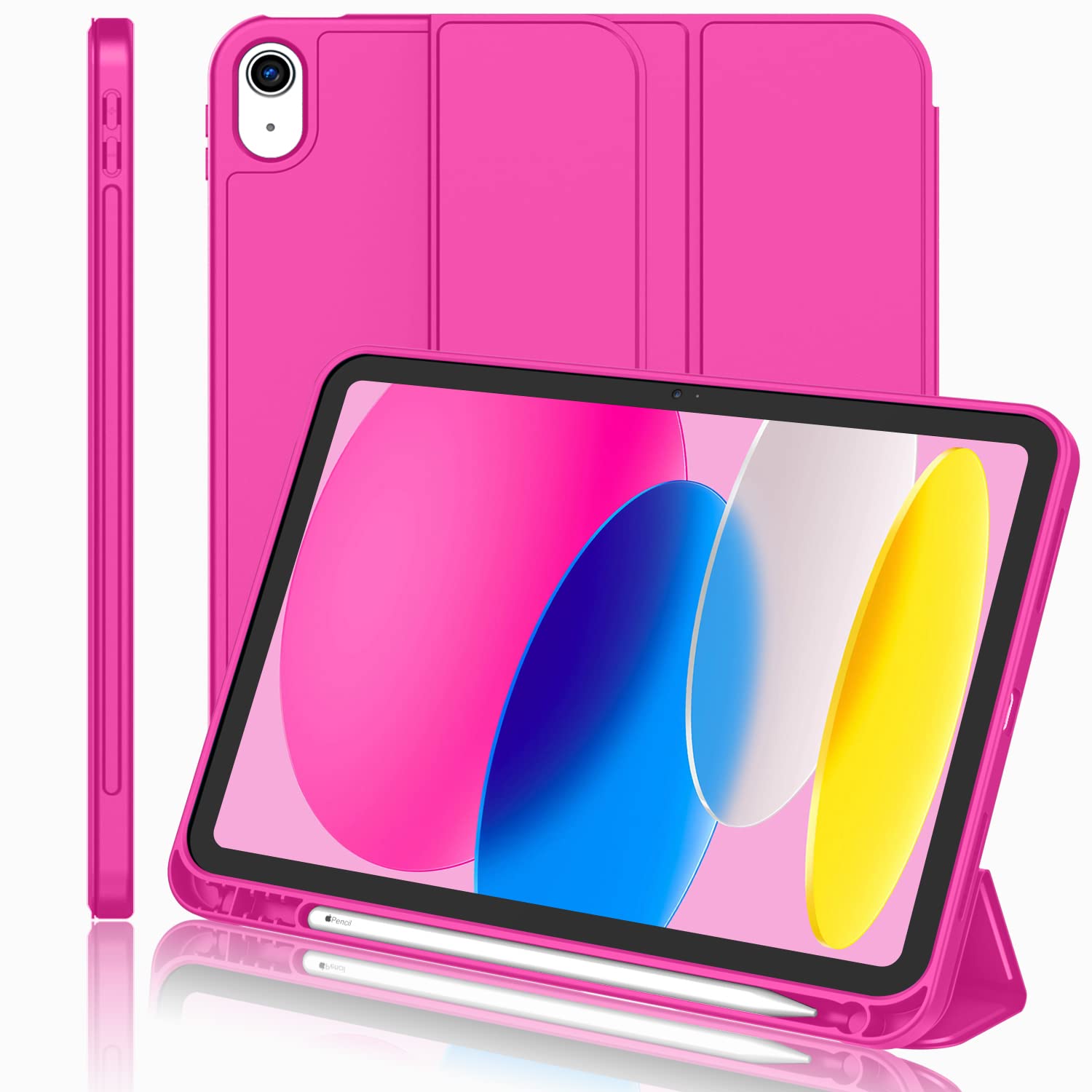 iMieet iPad (A16) Case 11th Gen/iPad 10th Generation Case [11-Inch 2025/10.9 Inch 2022] with Pencil Holder, Trifold Stand Smart Cover with Soft TPU