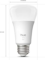 Vista 2 de Philips Hue - Bombilla LED inteligente A19, luz blanca cálida 2700K, base E26, 9W, 810 lúmenes, regulable, funciona con Alexa, Asistente de Google