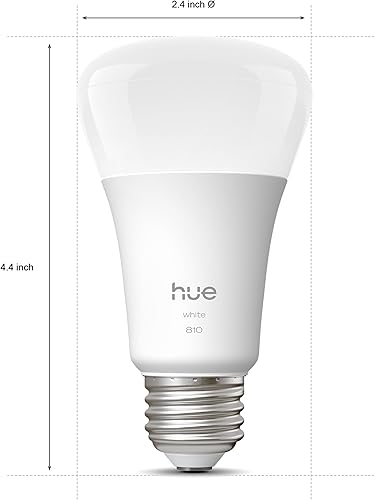 Miniatura 2 de Philips Hue Bombilla LED inteligente A19, luz blanca cálida de 2700 K, base E26, 9 W, 810 lúmenes, regulable, funciona con Alexa, Google Assistant y