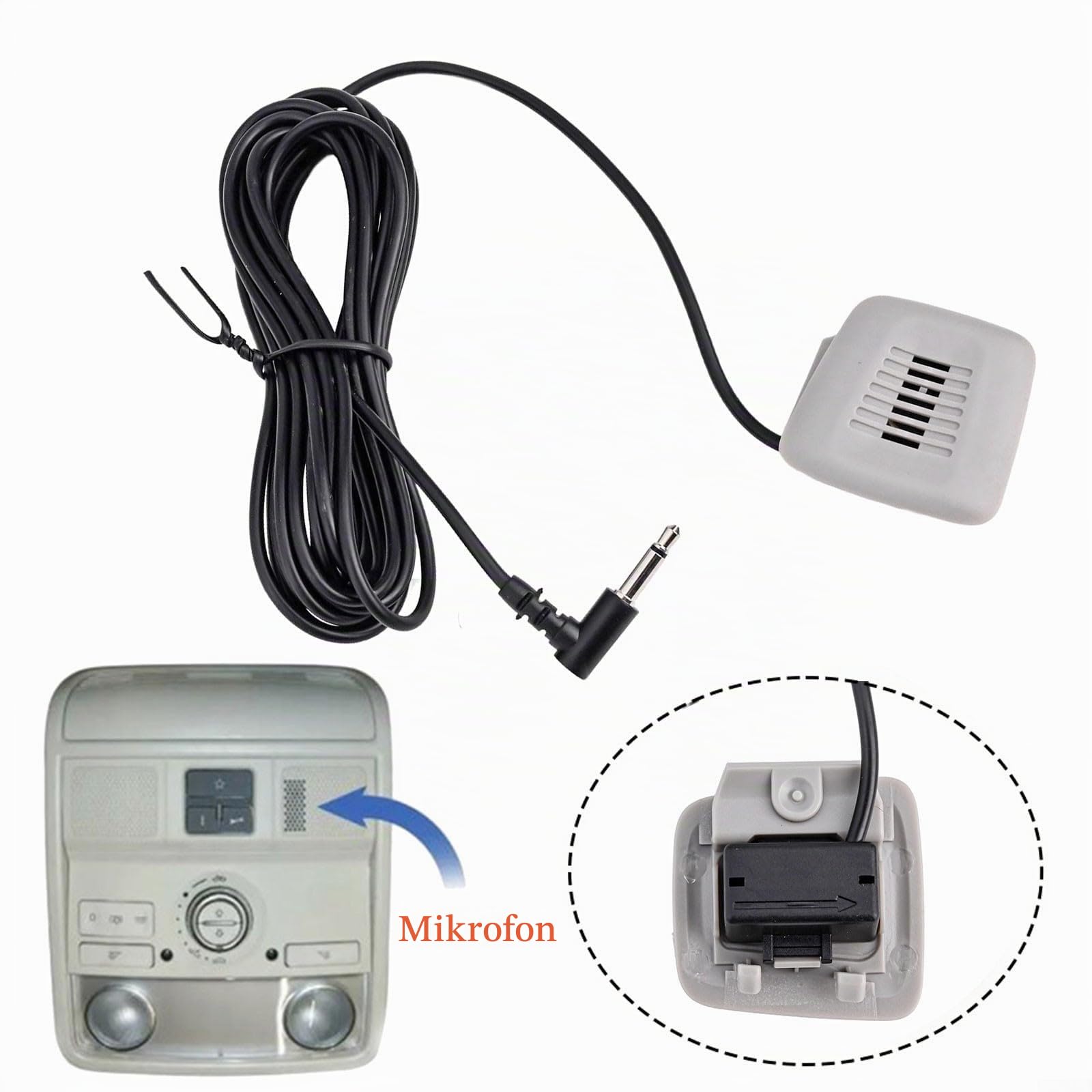 SPORTARC Externes Auto-Mikrofon, 3,5-mm, Tragbar, Autodach-Panel, Mono, 50 Hz - 20 kHz