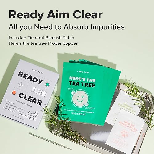 Miniatura 2 de I DEW CARE Blemish Skincare Set – Ready Aim Clear | Mascarilla facial y parche para acné y herramienta para reventar espinillas, con aceite de árbol