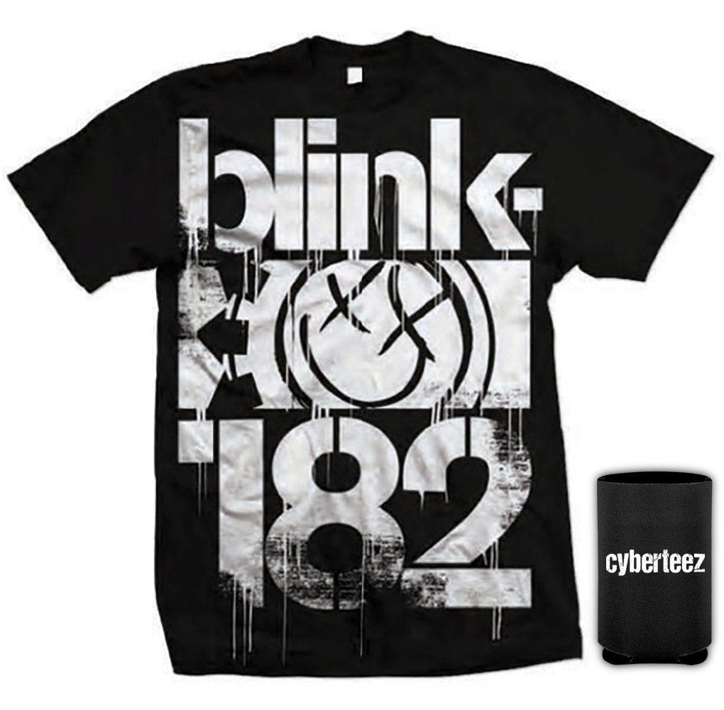 CyberteezT-Surt Blink 182 Smiley Face Logo 3 Bars Men's Black T-Shirt (XL)