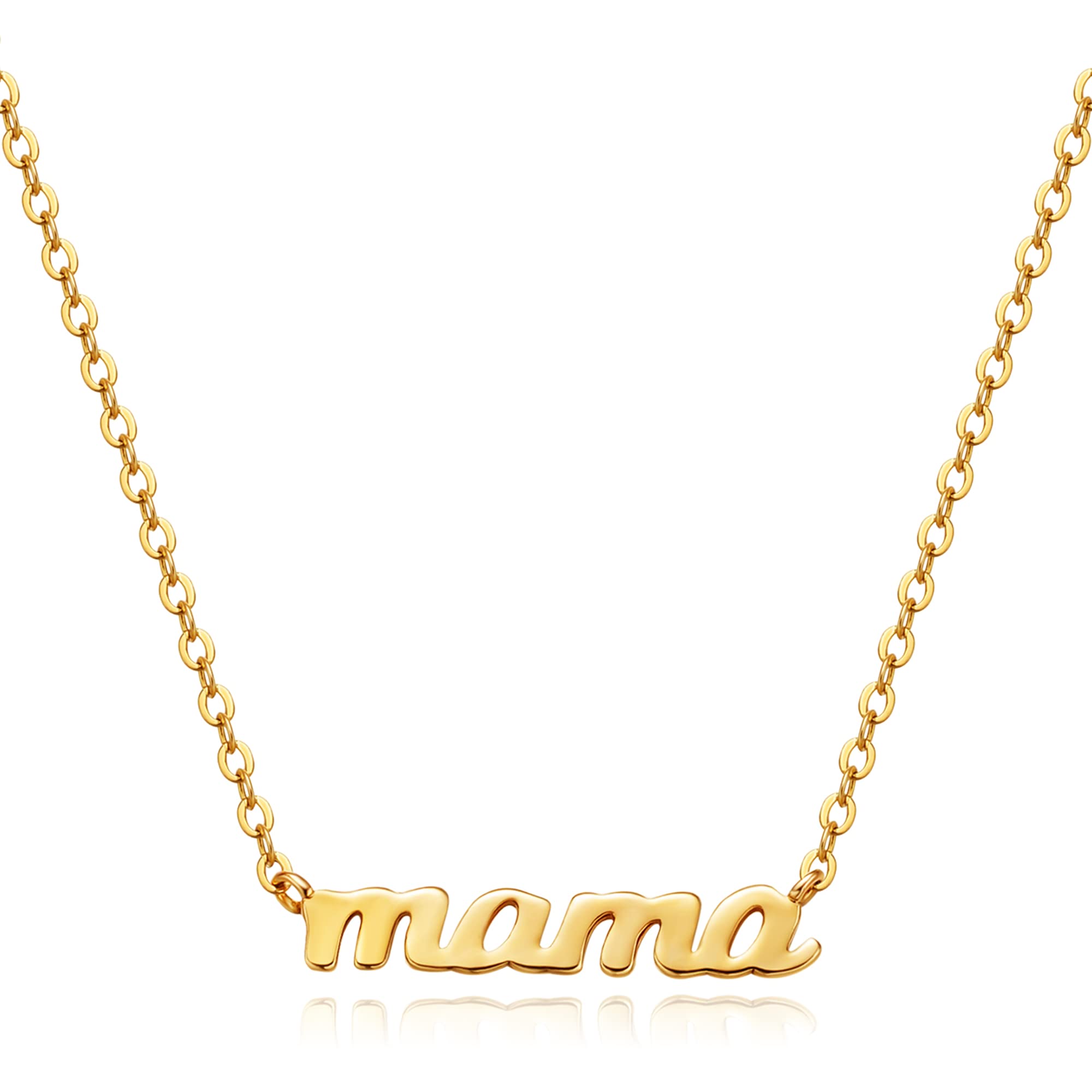 TewikyMama Necklace for Women, Dainty Gold Necklace 14k Gold Plated Mom Necklace Cubic Zirconia Pendant Choker Necklaces Gold Necklace Jewelry New Mom Gifts for Women/Mothers Day Gifts