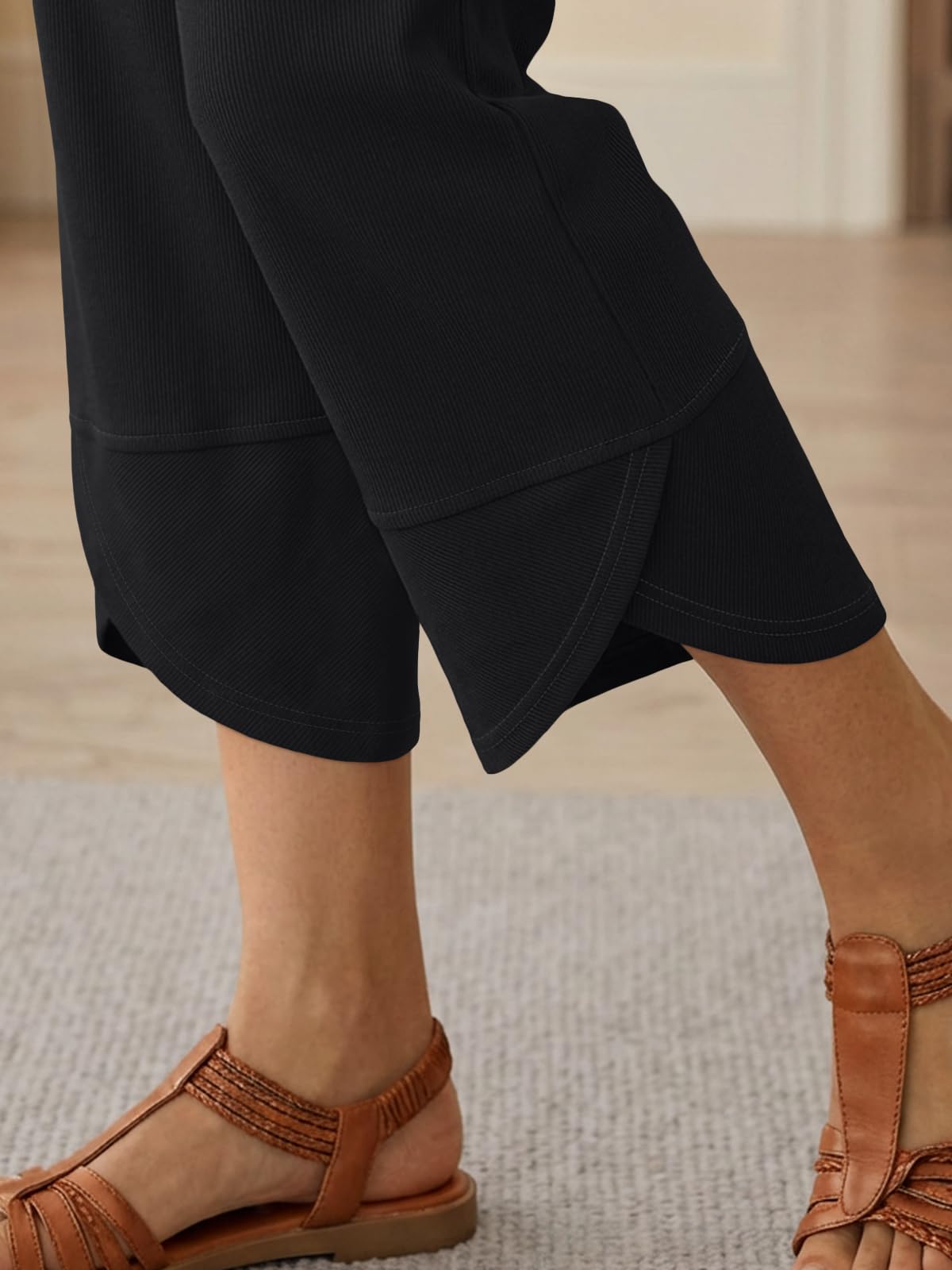 Trendy Queen Women's Wide Leg Pants, Soft Cotton Blend with Pockets for Casual Summer