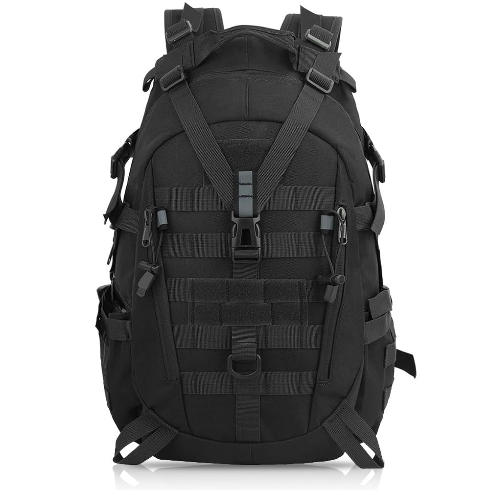 aiGear 25L Tactical Backpack | Lightweight Backpack Hiking Daypack | Rucksack with Molle System | for Outdoor Sports Trekking Hiking Travel Camping (Black)