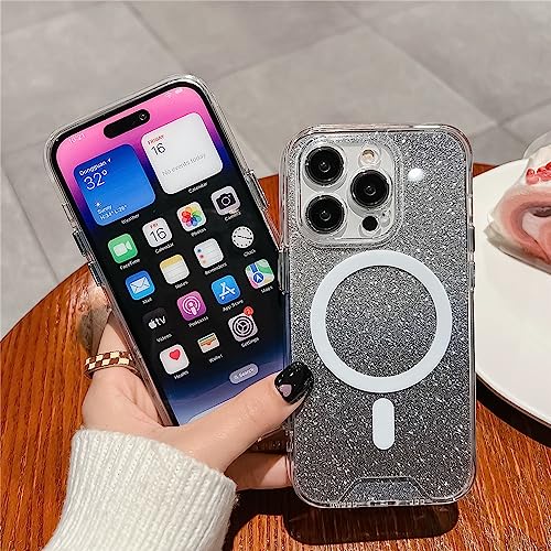Housse violette magnétique de protection pour iPhone 14 Plus 13 12 11 carré paillettes - 2